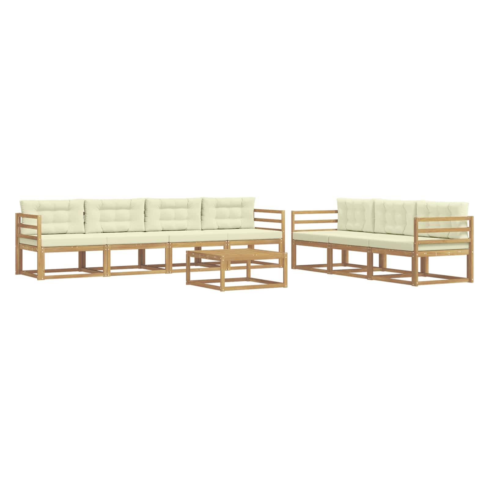 vidaXL Outdoor-Sofagarnitur mit Kissen 7 pcs Weiß und Creme