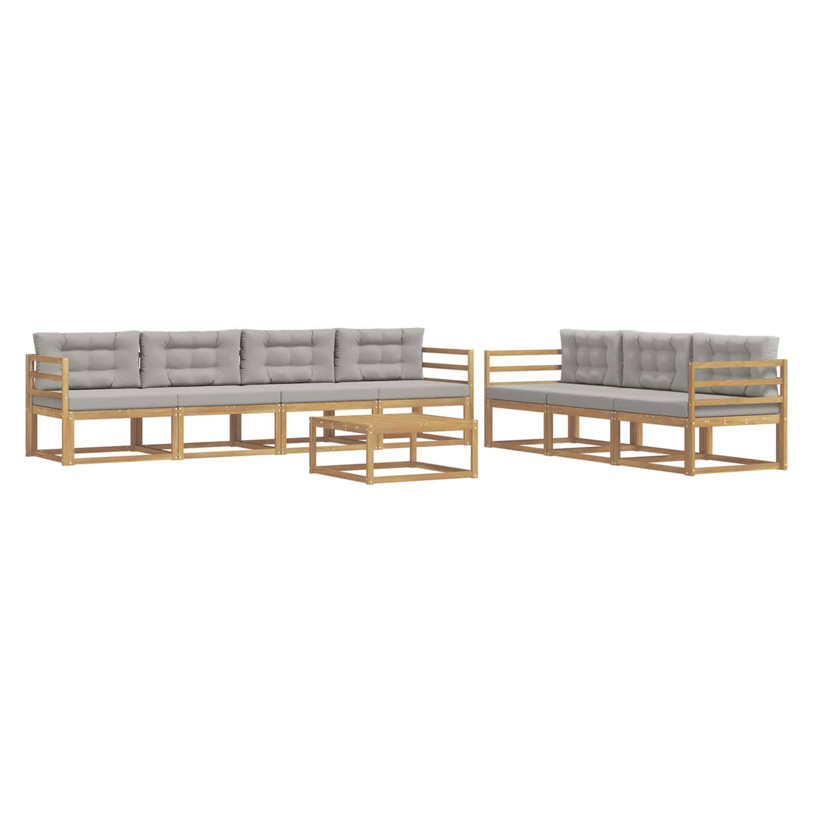 vidaXL Outdoor-Sofagarnitur mit Kissen 7 pcs Weiß und Hellgrau