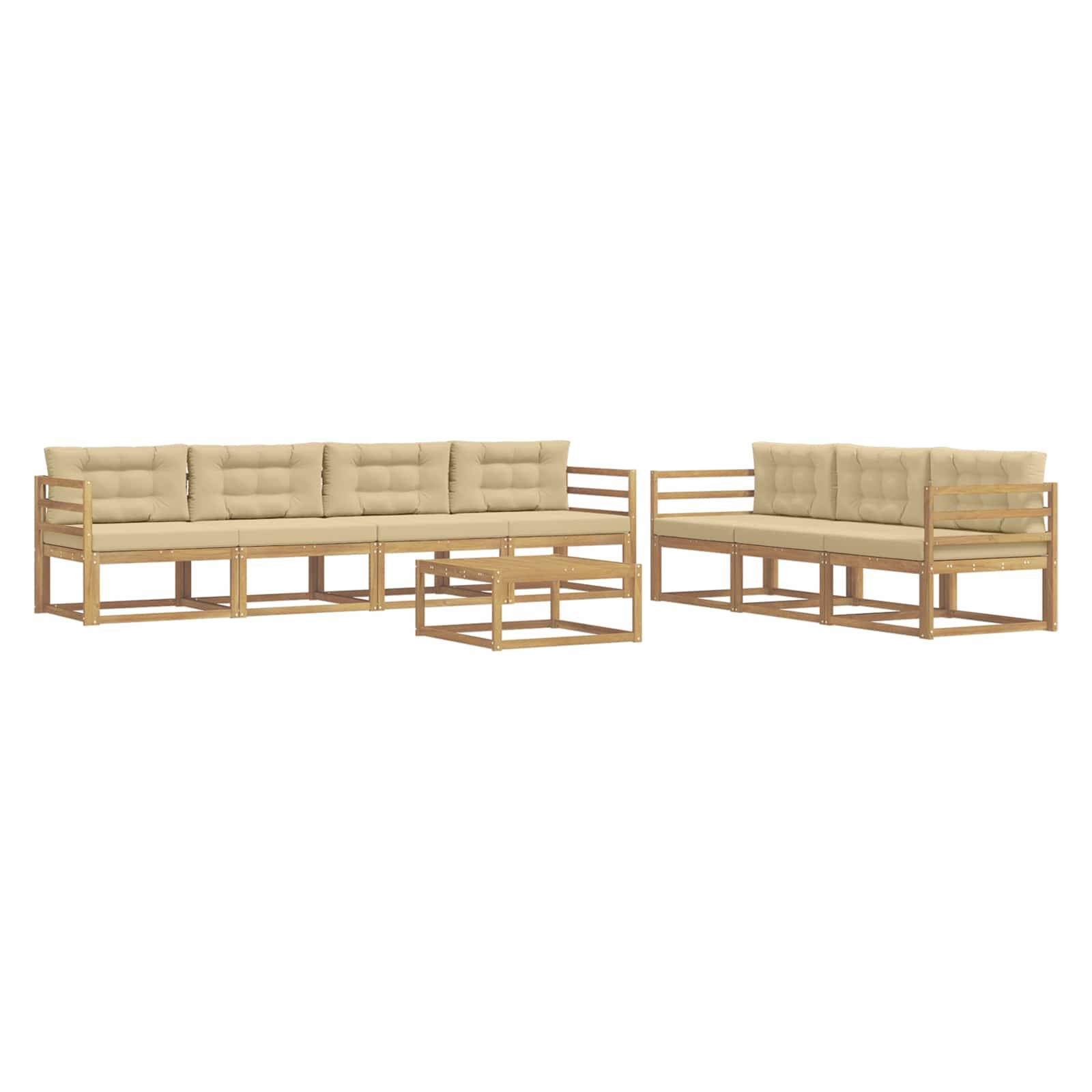 vidaXL Outdoor-Sofagarnitur mit Kissen 7 pcs Weiß und Beige