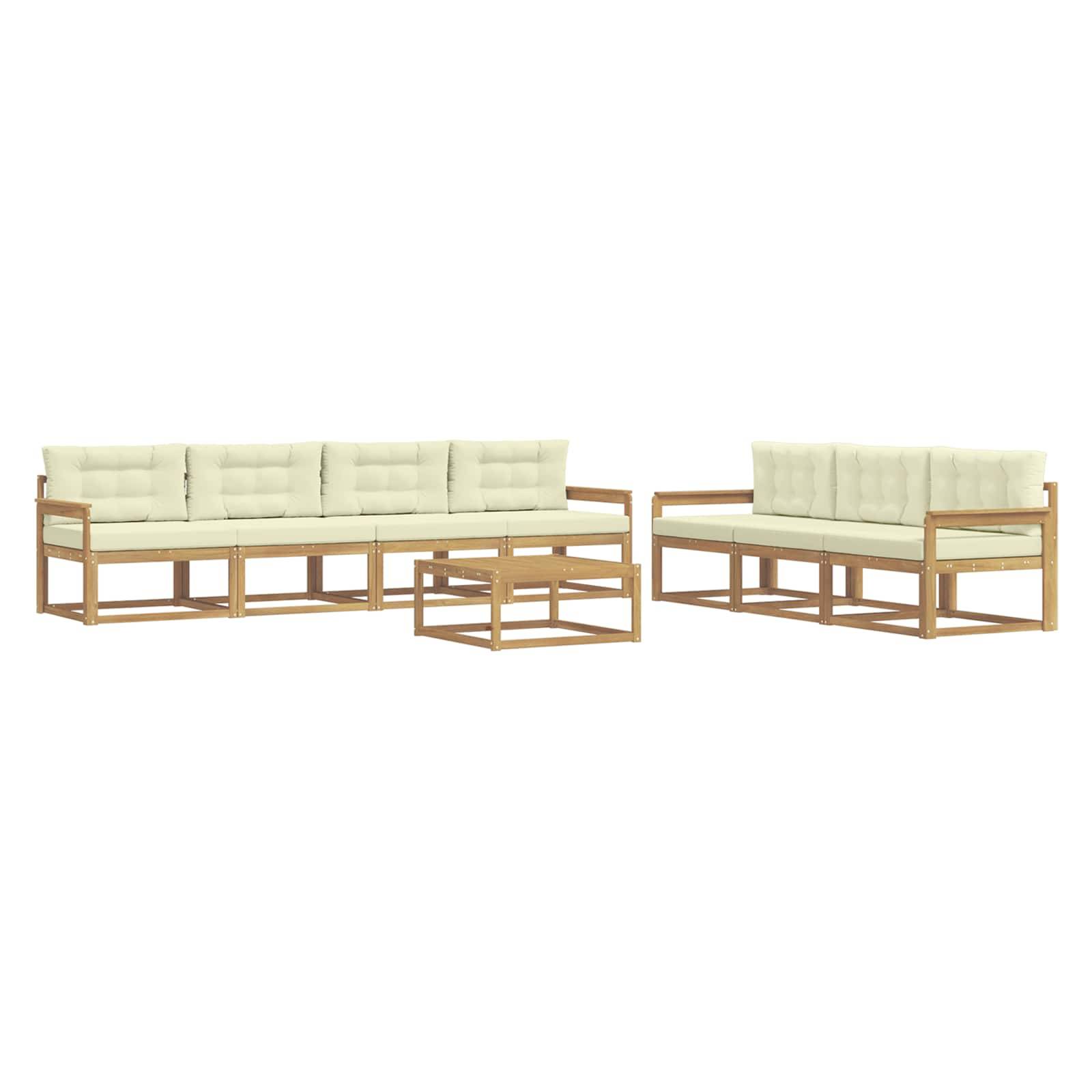vidaXL Outdoor-Sofagarnitur mit Kissen 7 pcs Weiß und Creme