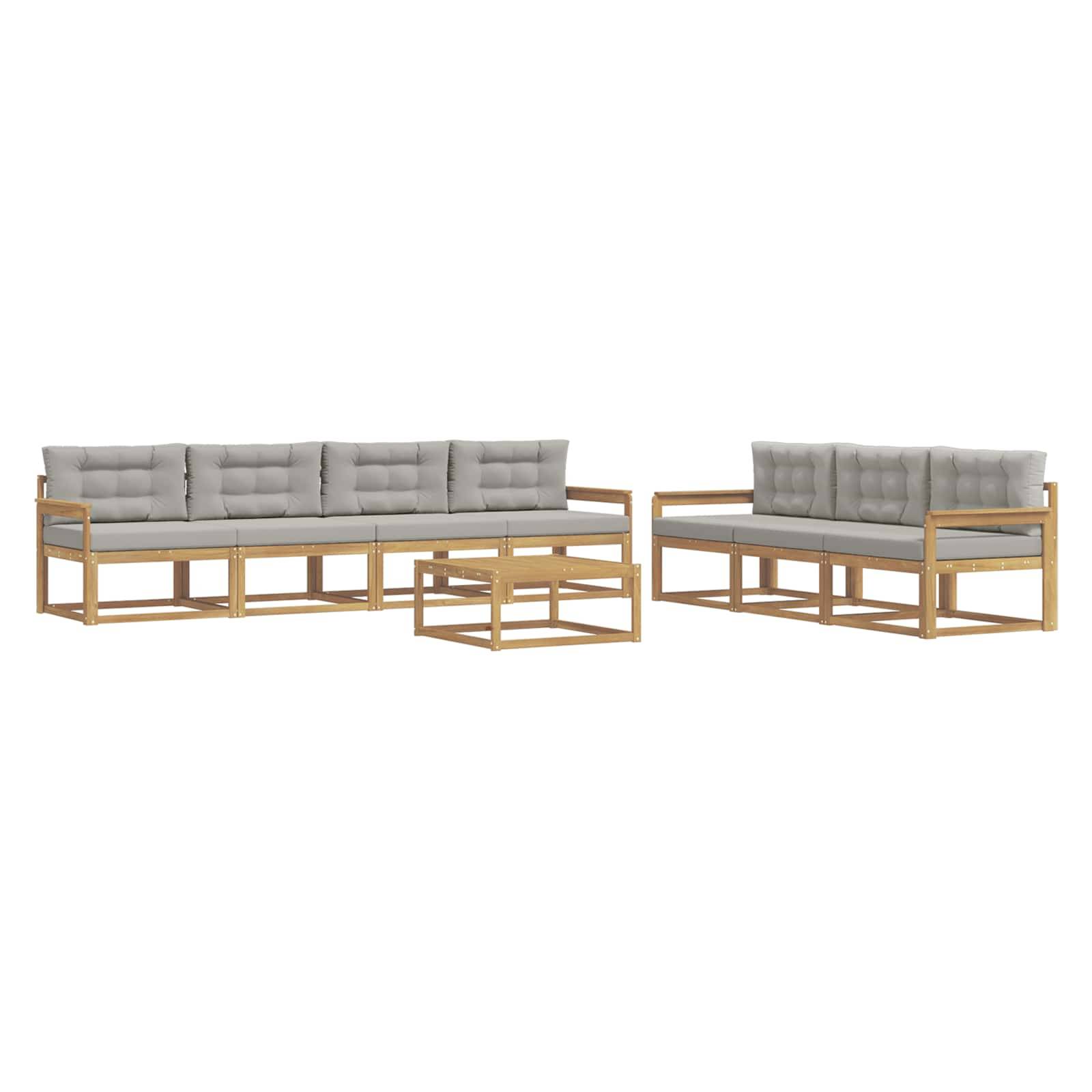vidaXL Outdoor-Sofagarnitur mit Kissen 7 pcs Weiß und Hellgrau