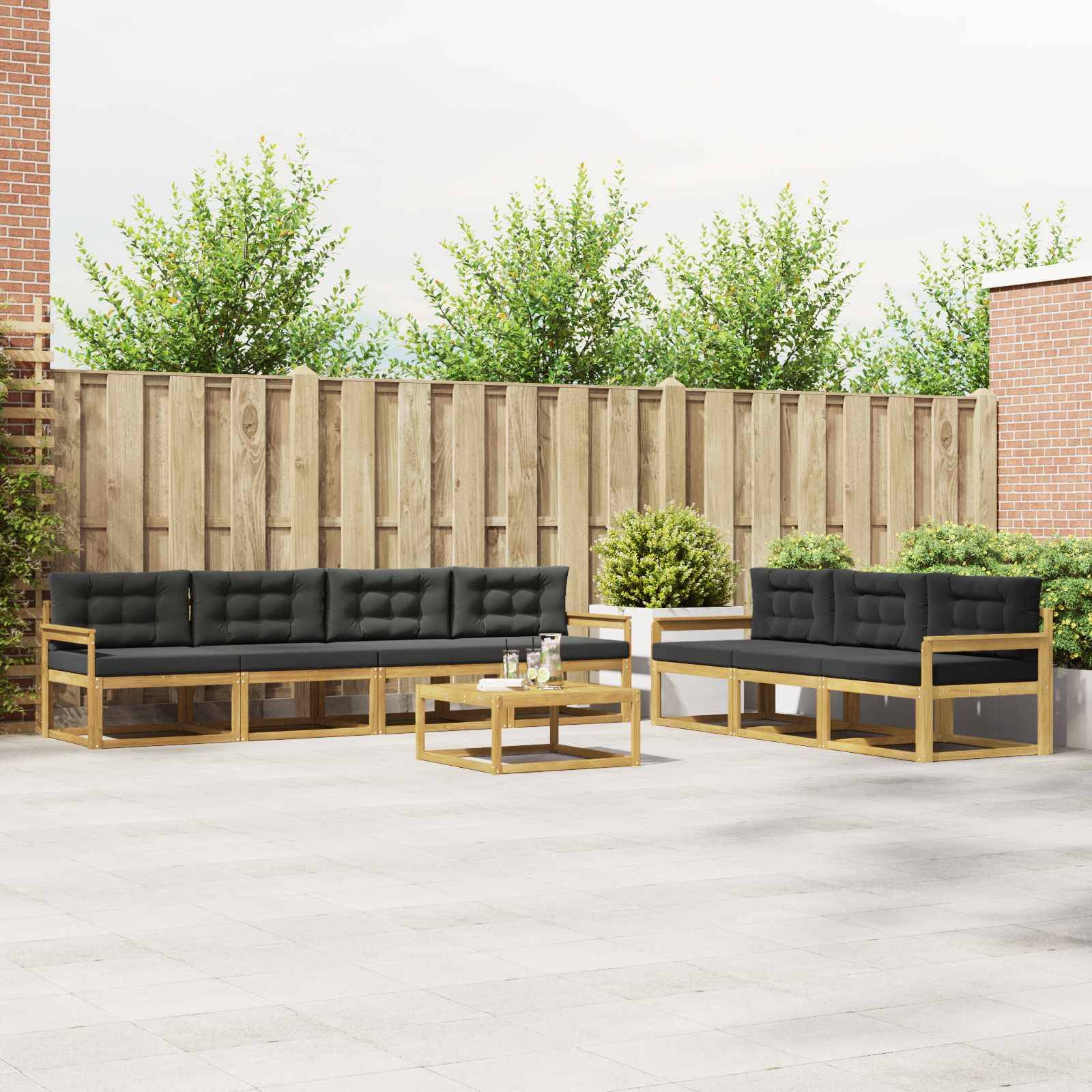 vidaXL Outdoor-Sofagarnitur mit Kissen 7 pcs Weiß und Anthrazit
