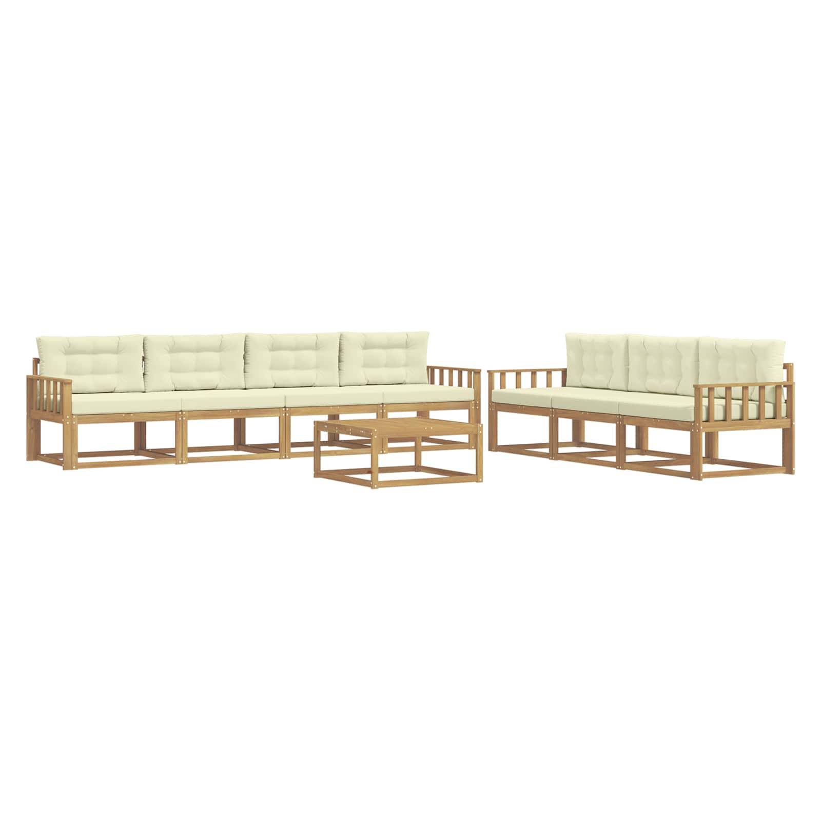 vidaXL Outdoor-Sofagarnitur mit Kissen 7 pcs Weiß und Creme