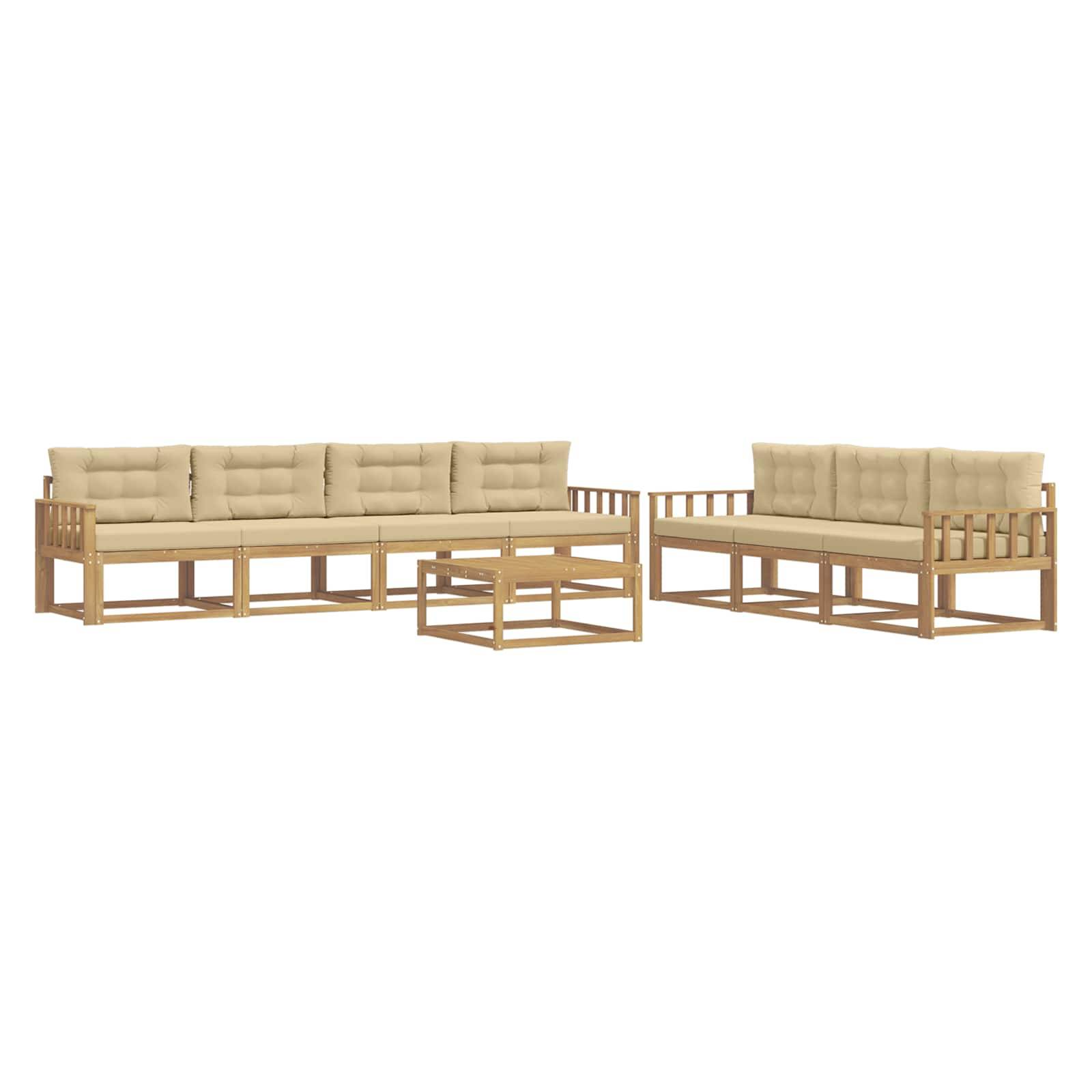 vidaXL Outdoor-Sofagarnitur mit Kissen 7 pcs Weiß und Beige