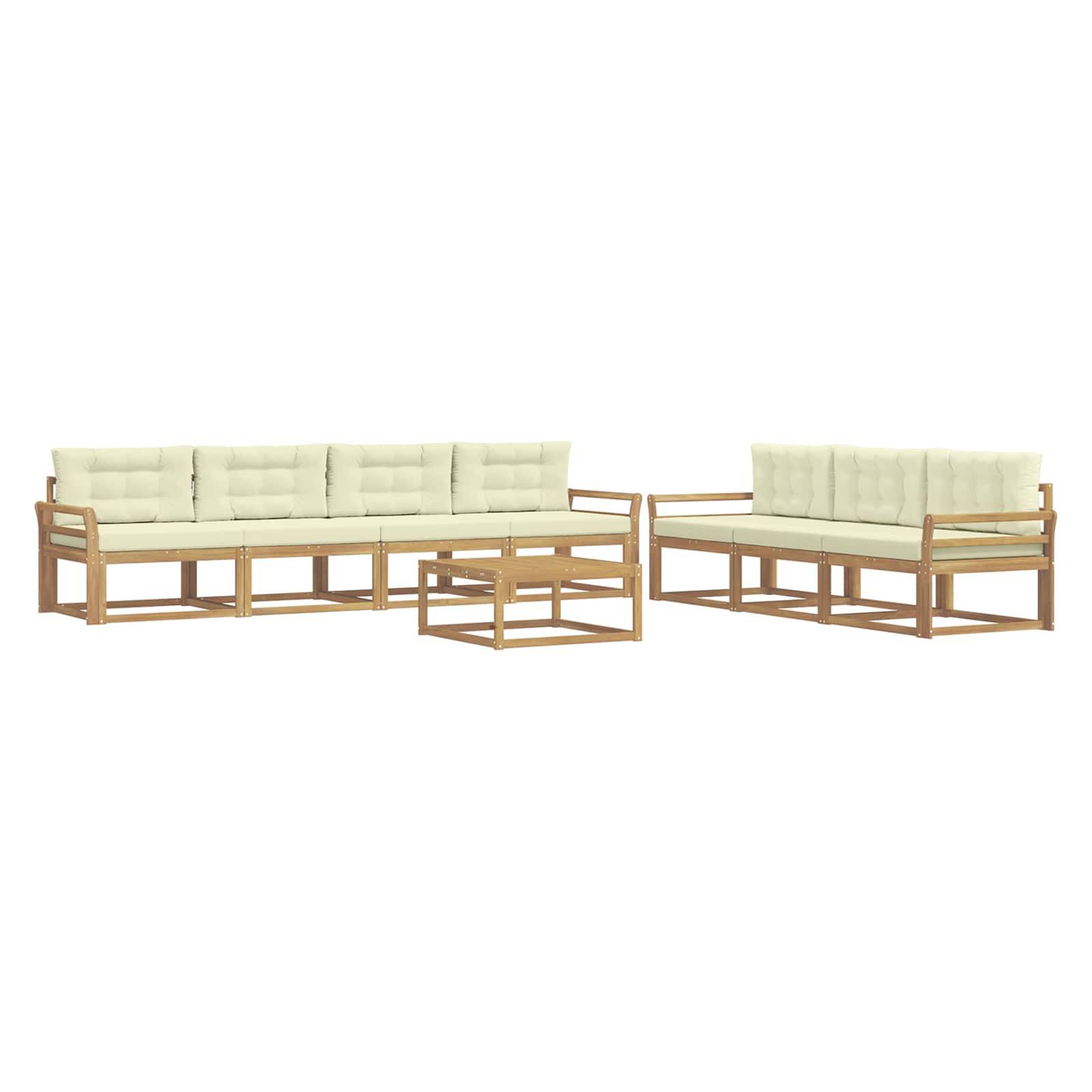 vidaXL Outdoor-Sofagarnitur mit Kissen 7 pcs Weiß und Creme