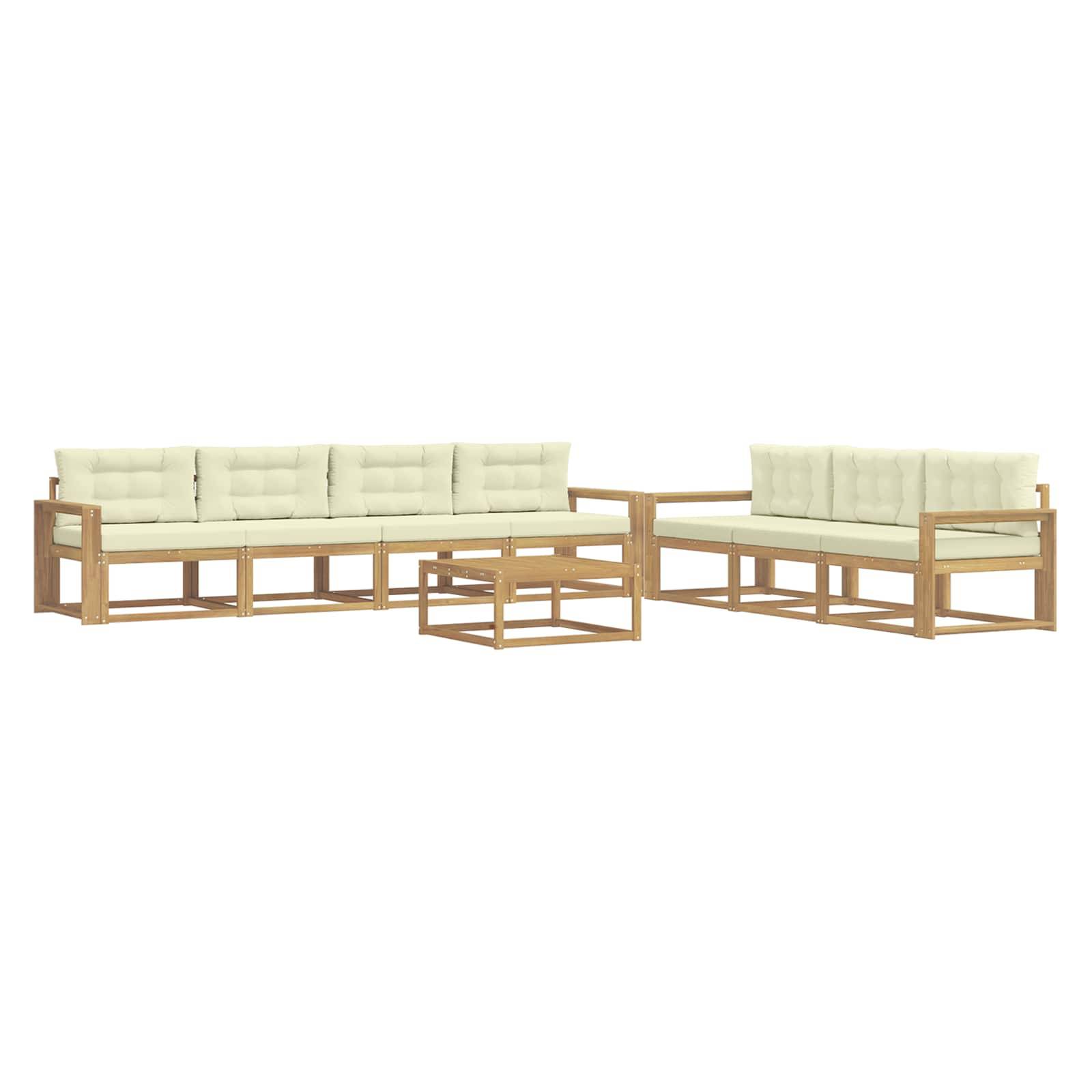 vidaXL Outdoor-Sofagarnitur mit Kissen 7 pcs Weiß und Creme