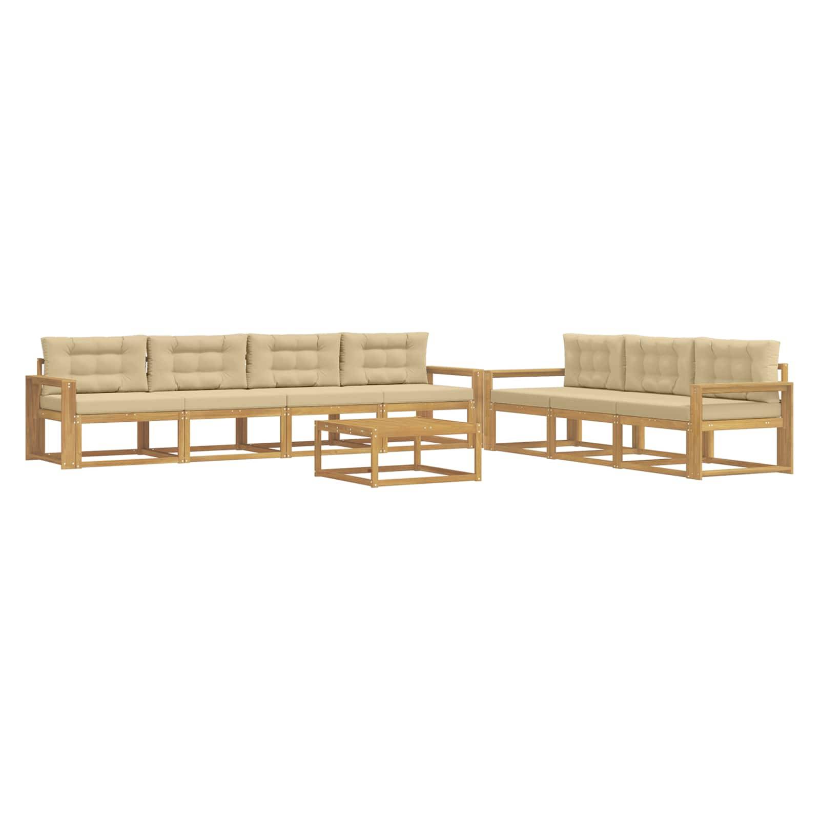 vidaXL Outdoor-Sofagarnitur mit Kissen 7 pcs Weiß und Beige
