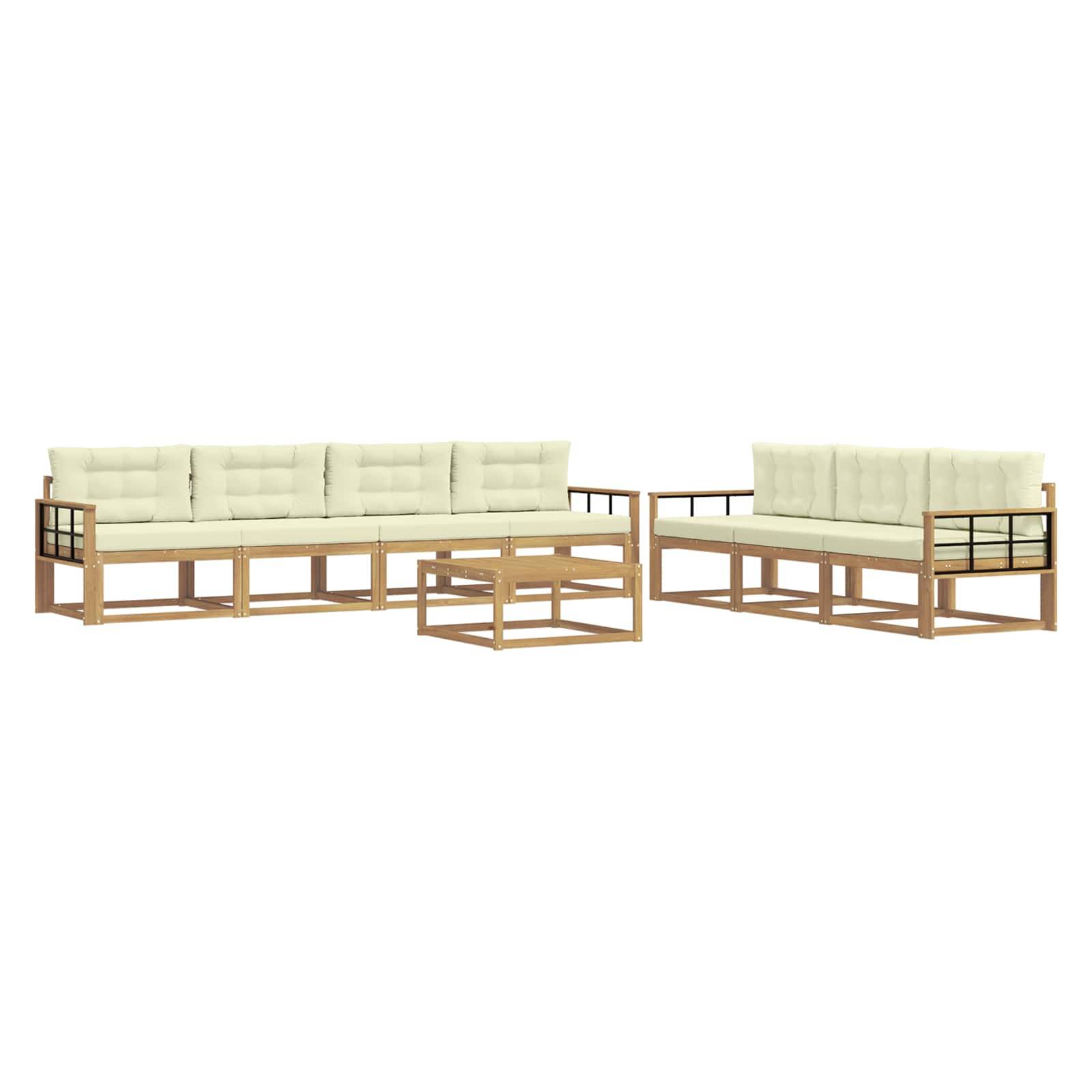 vidaXL Outdoor-Sofagarnitur mit Kissen 7 pcs Weiß und Creme