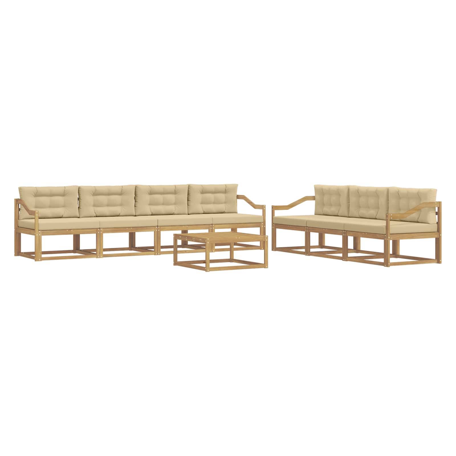 vidaXL Outdoor-Sofagarnitur mit Kissen 7 pcs Weiß und Beige