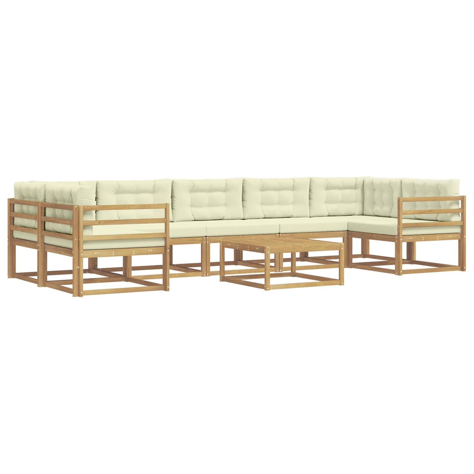 vidaXL Outdoor-Sofagarnitur mit Kissen 6 pcs Weiß und Creme
