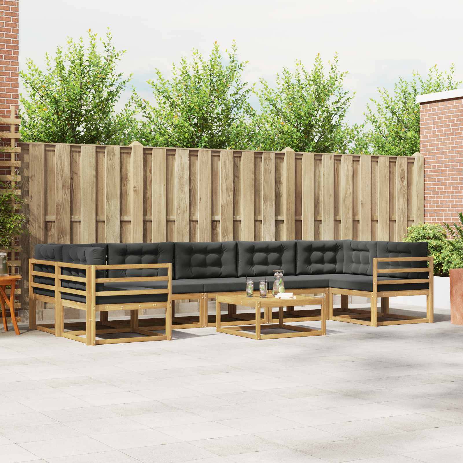 vidaXL Outdoor-Sofagarnitur mit Kissen 6 pcs Weiß und Anthrazit