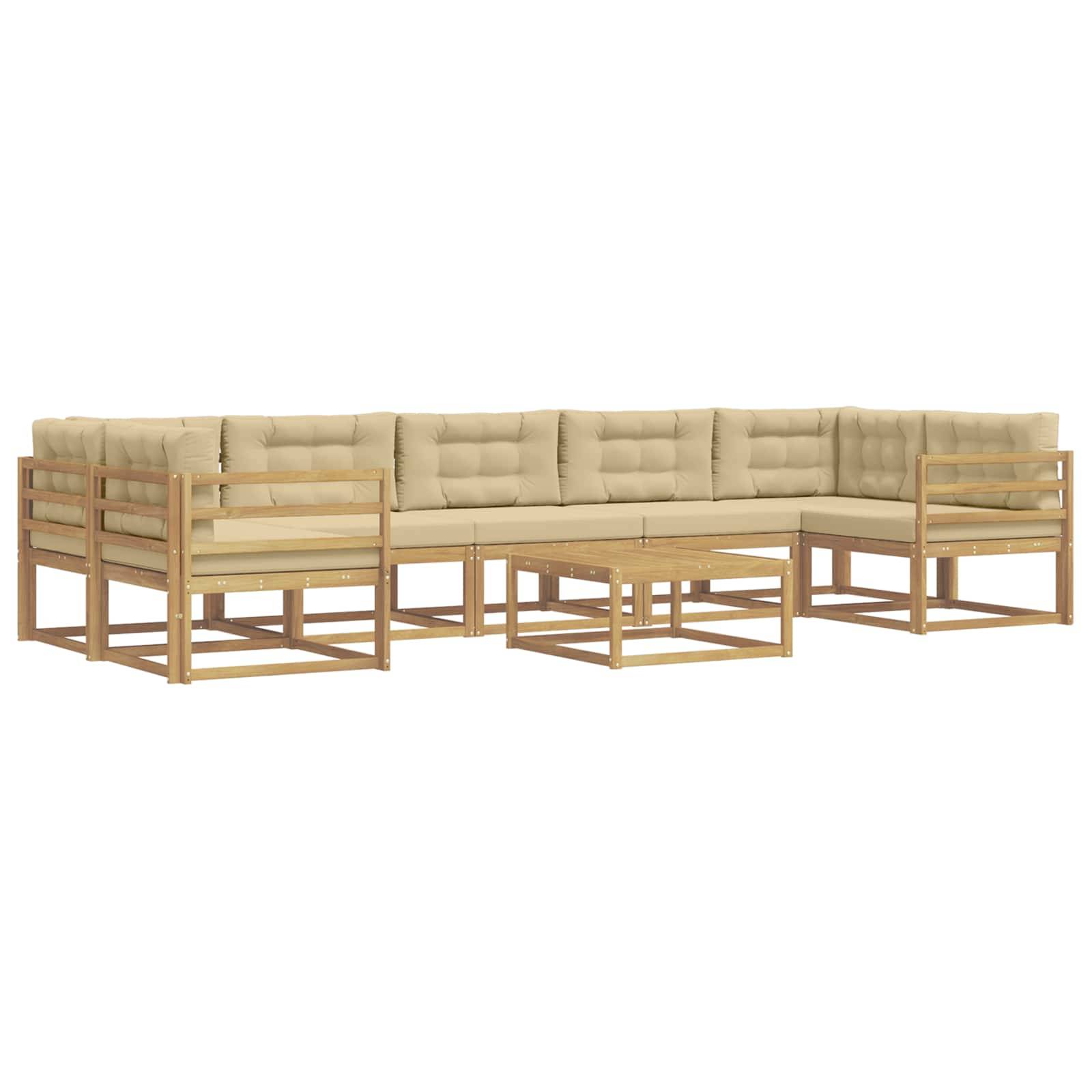 vidaXL Outdoor-Sofagarnitur mit Kissen 6 pcs Weiß und Beige