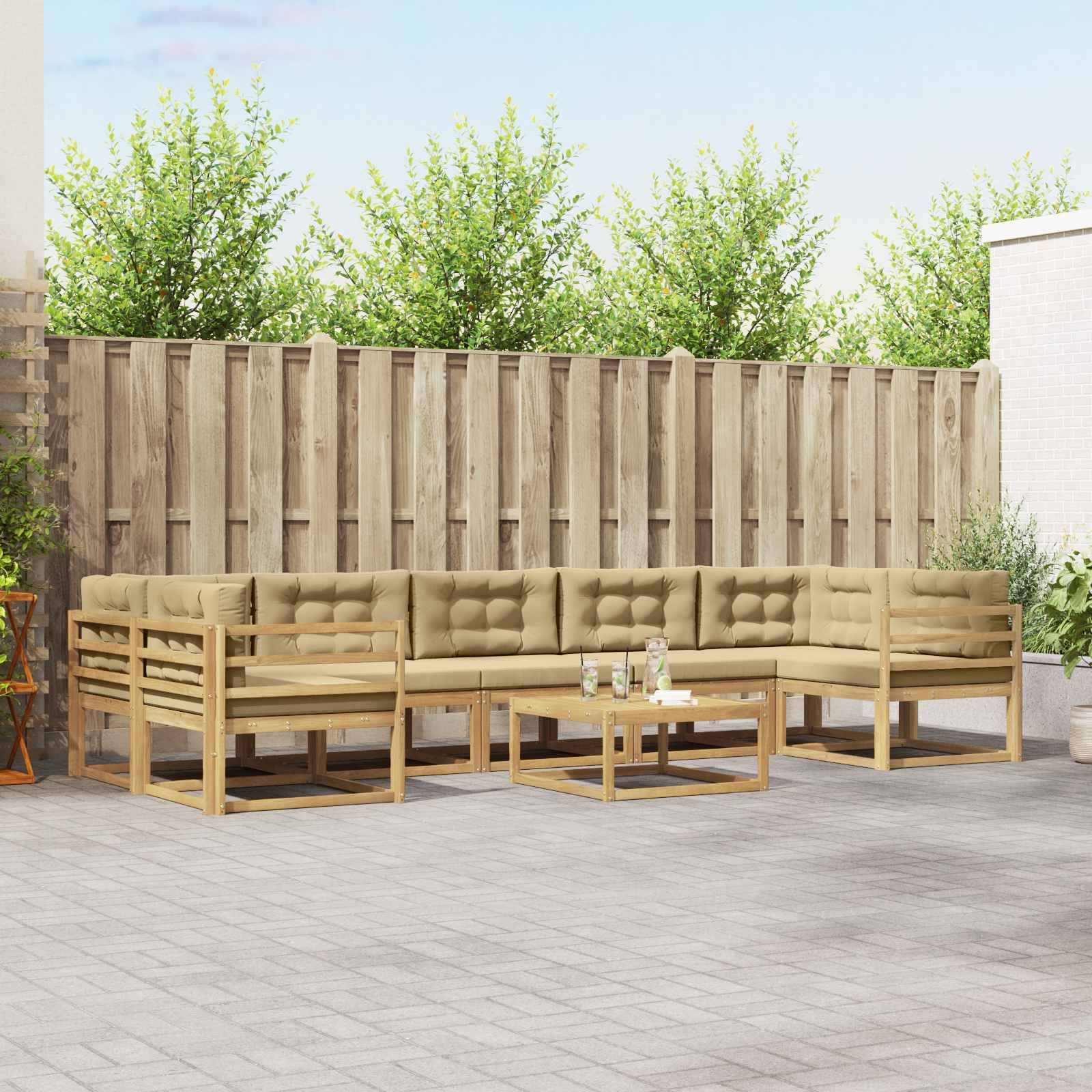 vidaXL Outdoor-Sofagarnitur mit Kissen 6 pcs Weiß und Beige