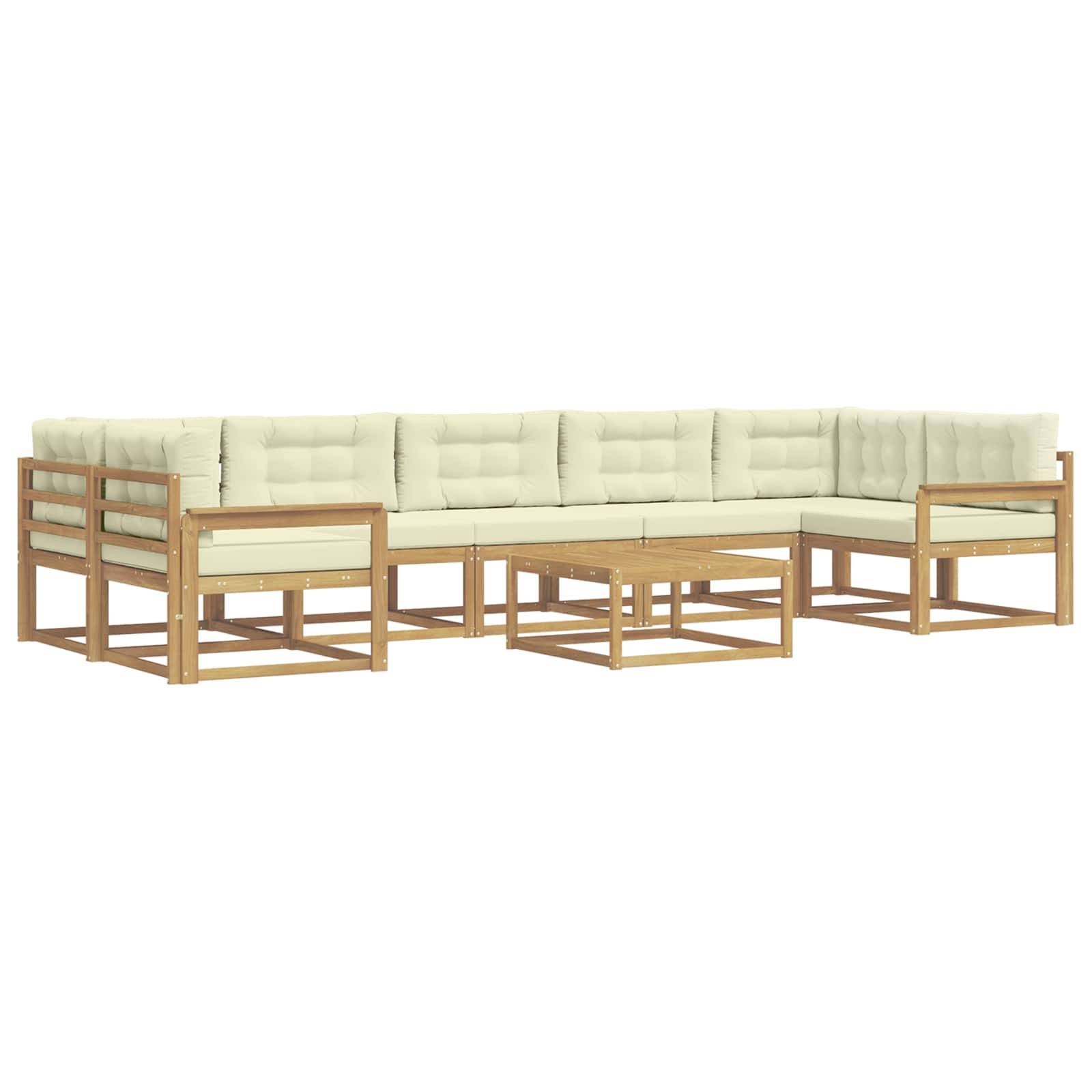 vidaXL Outdoor-Sofagarnitur mit Kissen 6 pcs Weiß und Creme