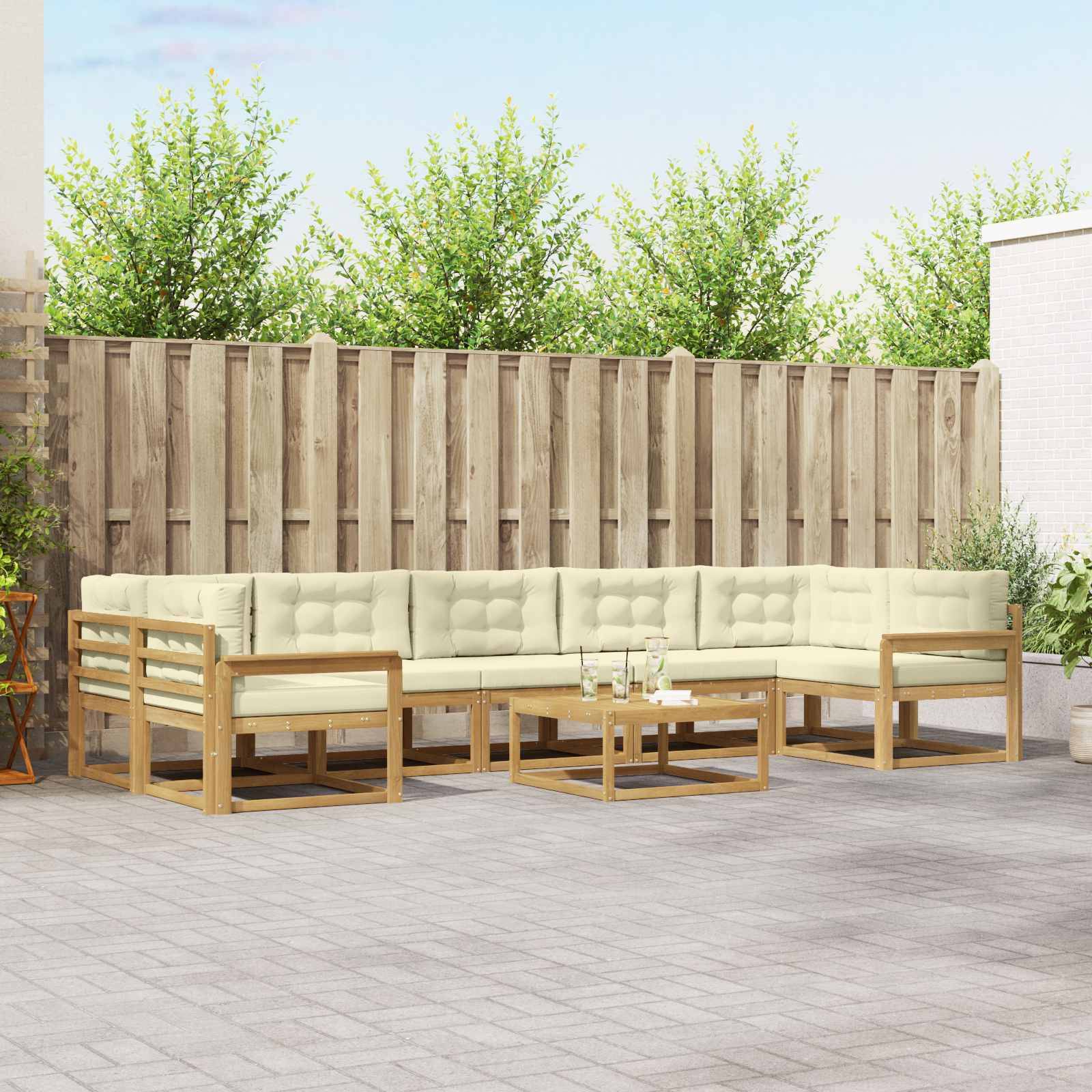 vidaXL Outdoor-Sofagarnitur mit Kissen 6 pcs Weiß und Creme