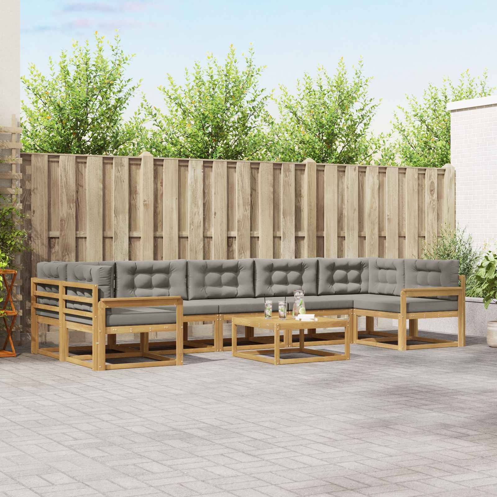 vidaXL Outdoor-Sofagarnitur mit Kissen 6 pcs Weiß und Hellgrau