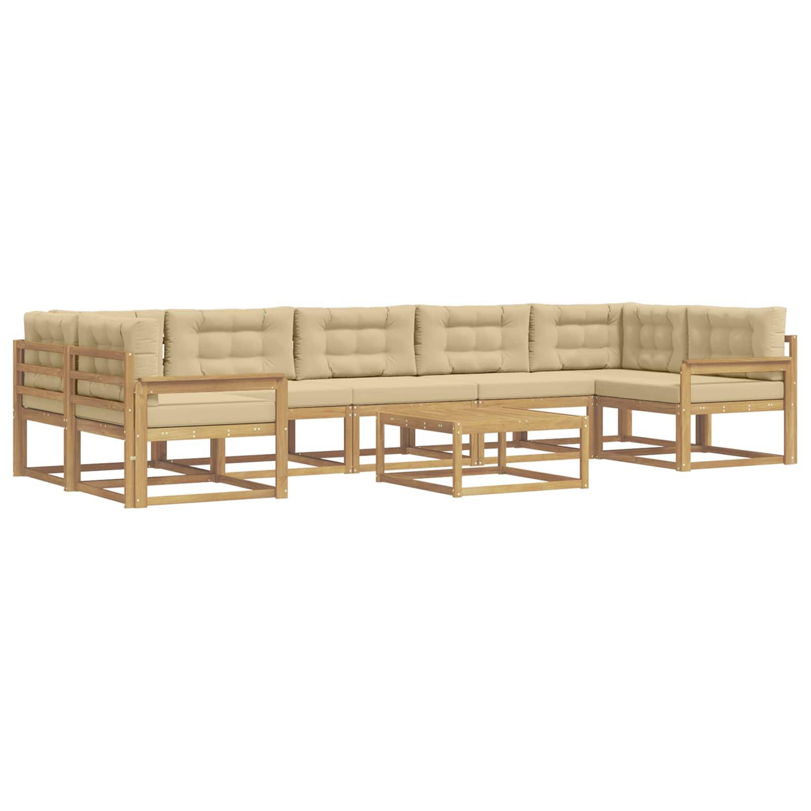 vidaXL Outdoor-Sofagarnitur mit Kissen 6 pcs Weiß und Beige