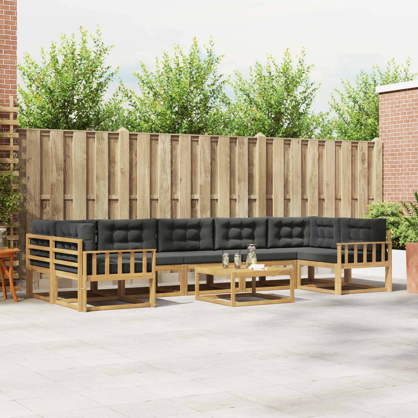 vidaXL Outdoor-Sofagarnitur mit Kissen 6 pcs Weiß und Anthrazit