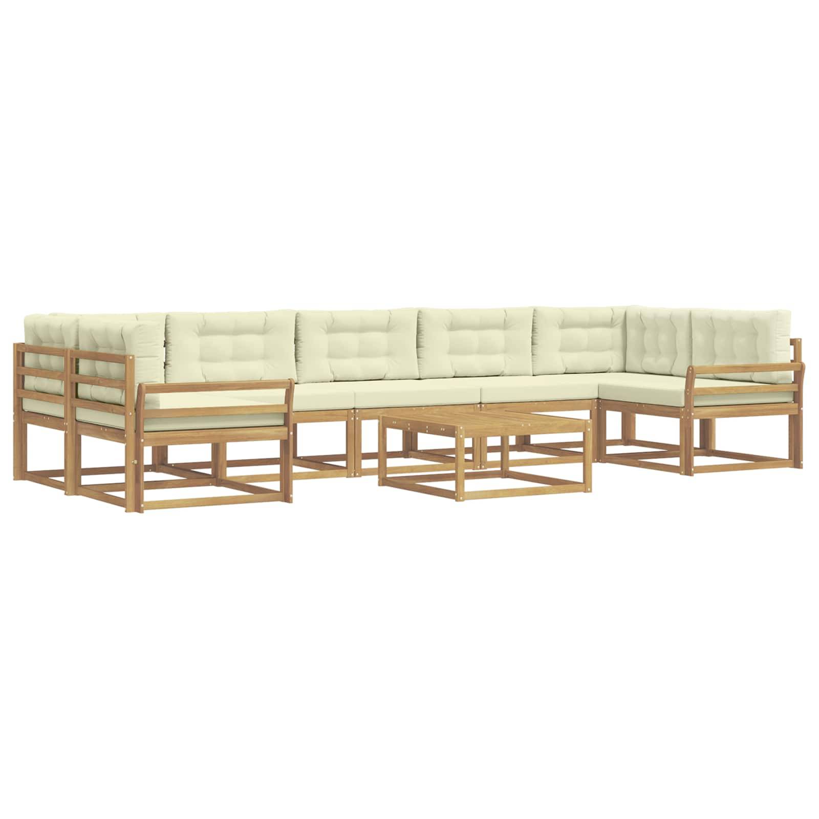 vidaXL Outdoor-Sofagarnitur mit Kissen 6 pcs Weiß und Creme
