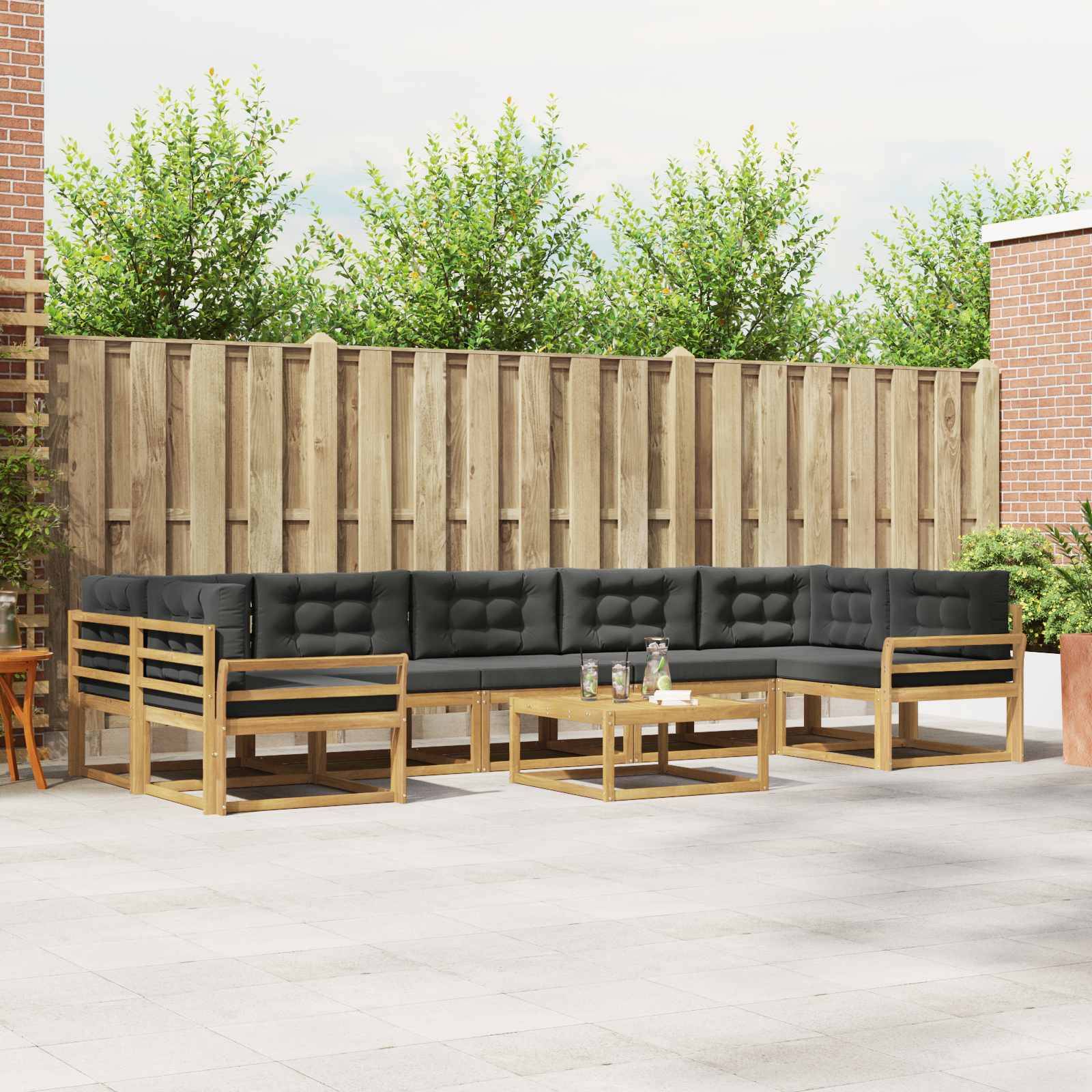 vidaXL Outdoor-Sofagarnitur mit Kissen 6 pcs Weiß und Anthrazit