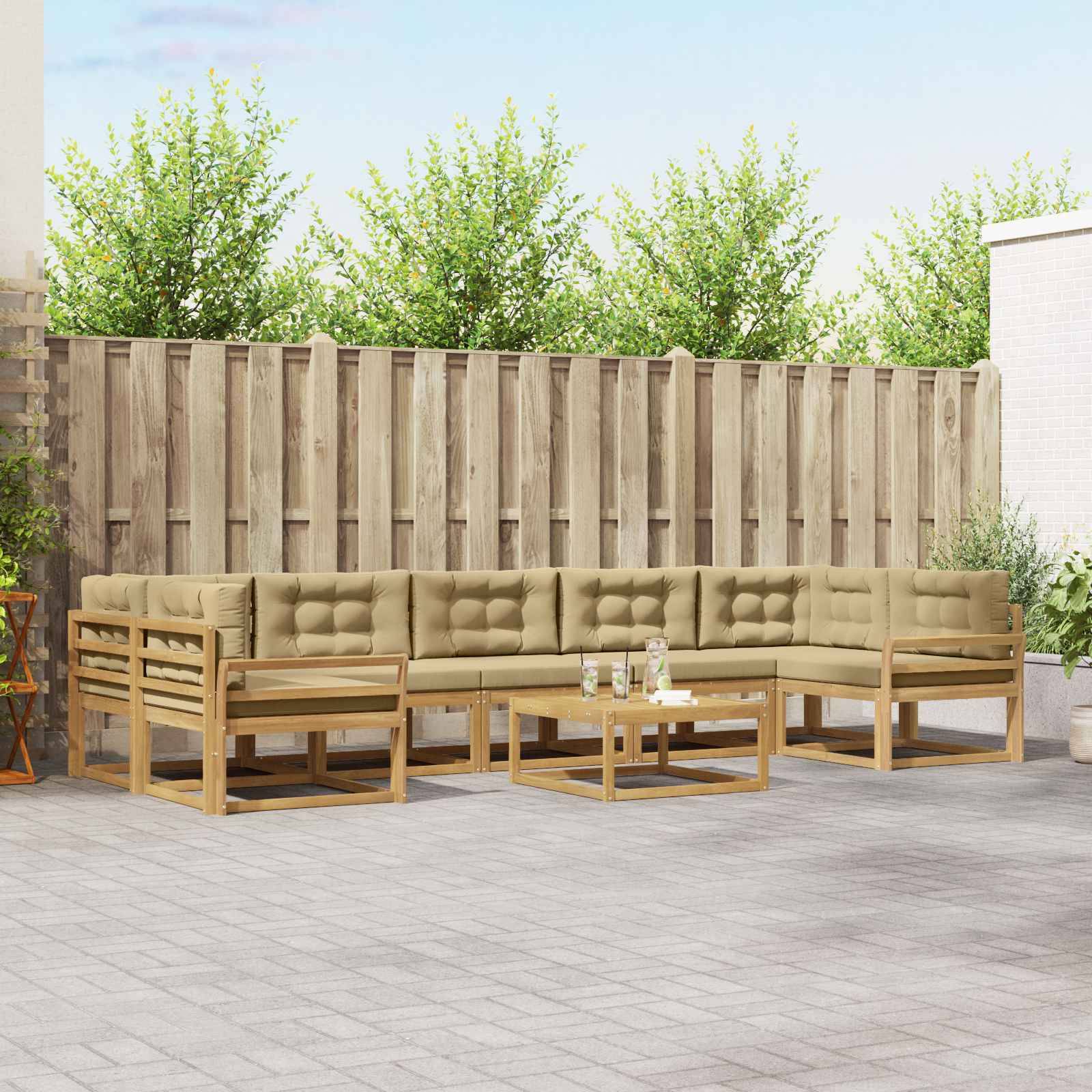 vidaXL Outdoor-Sofagarnitur mit Kissen 6 pcs Weiß und Beige