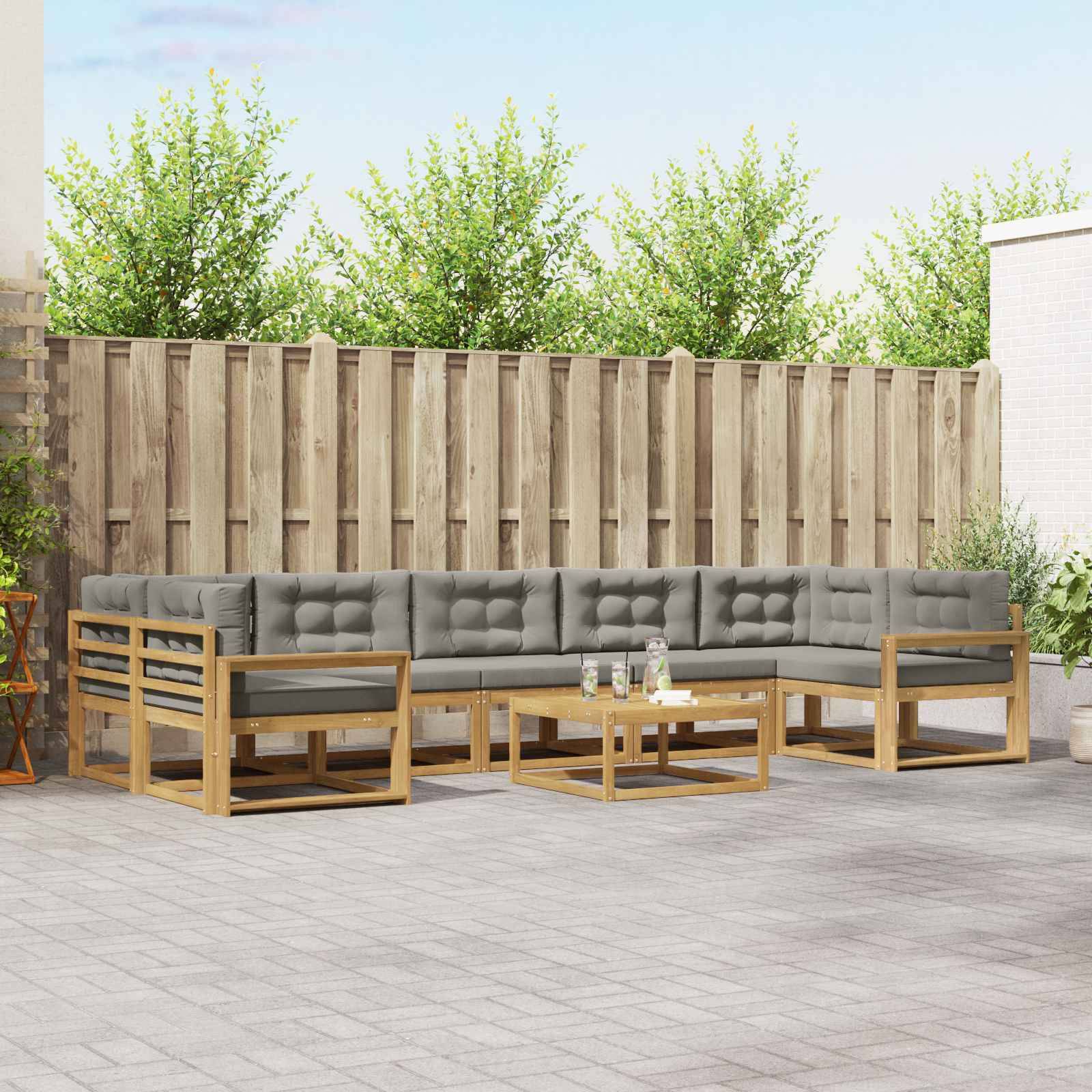 vidaXL Outdoor-Sofagarnitur mit Kissen 6 pcs Weiß und Hellgrau