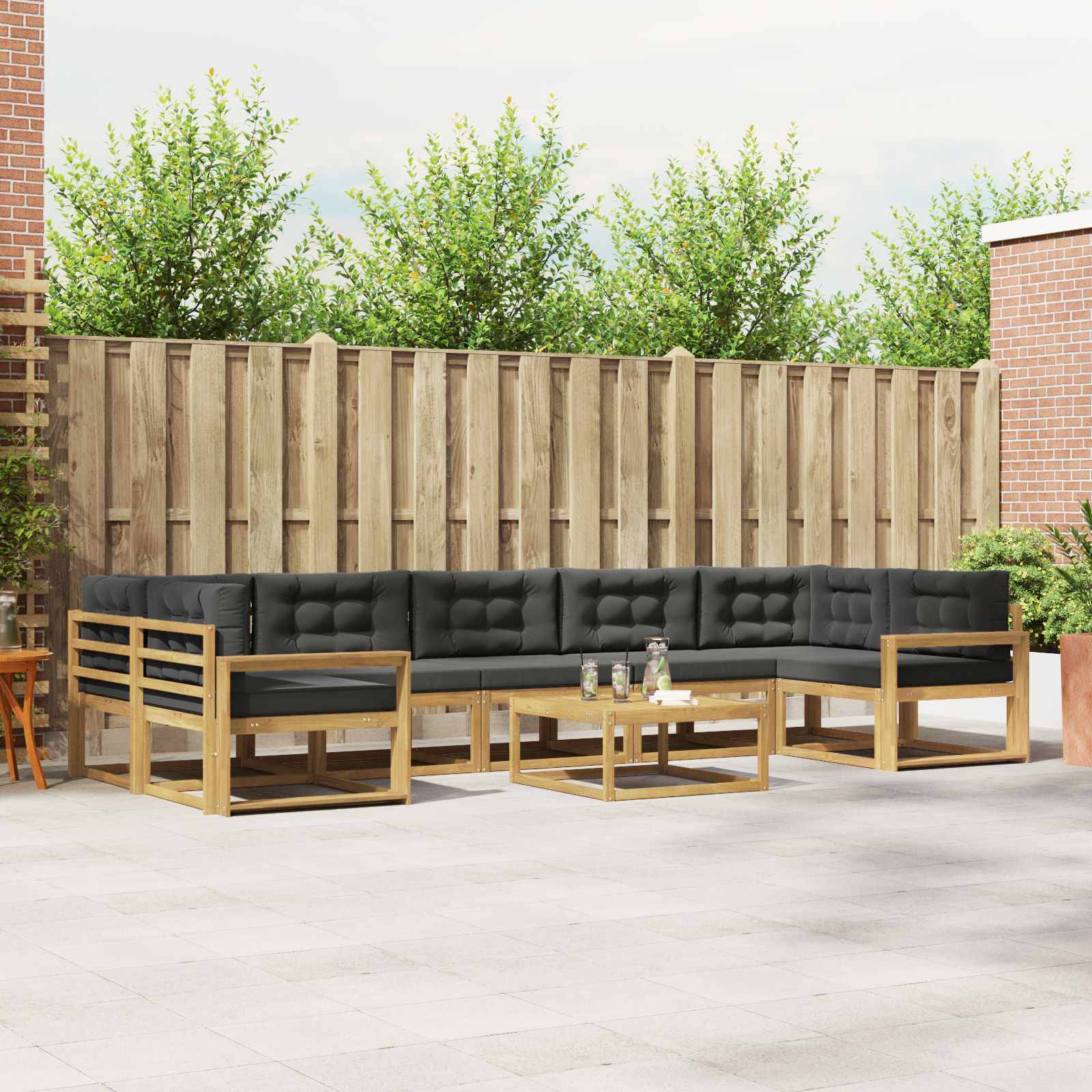 vidaXL Outdoor-Sofagarnitur mit Kissen 6 pcs Weiß und Anthrazit