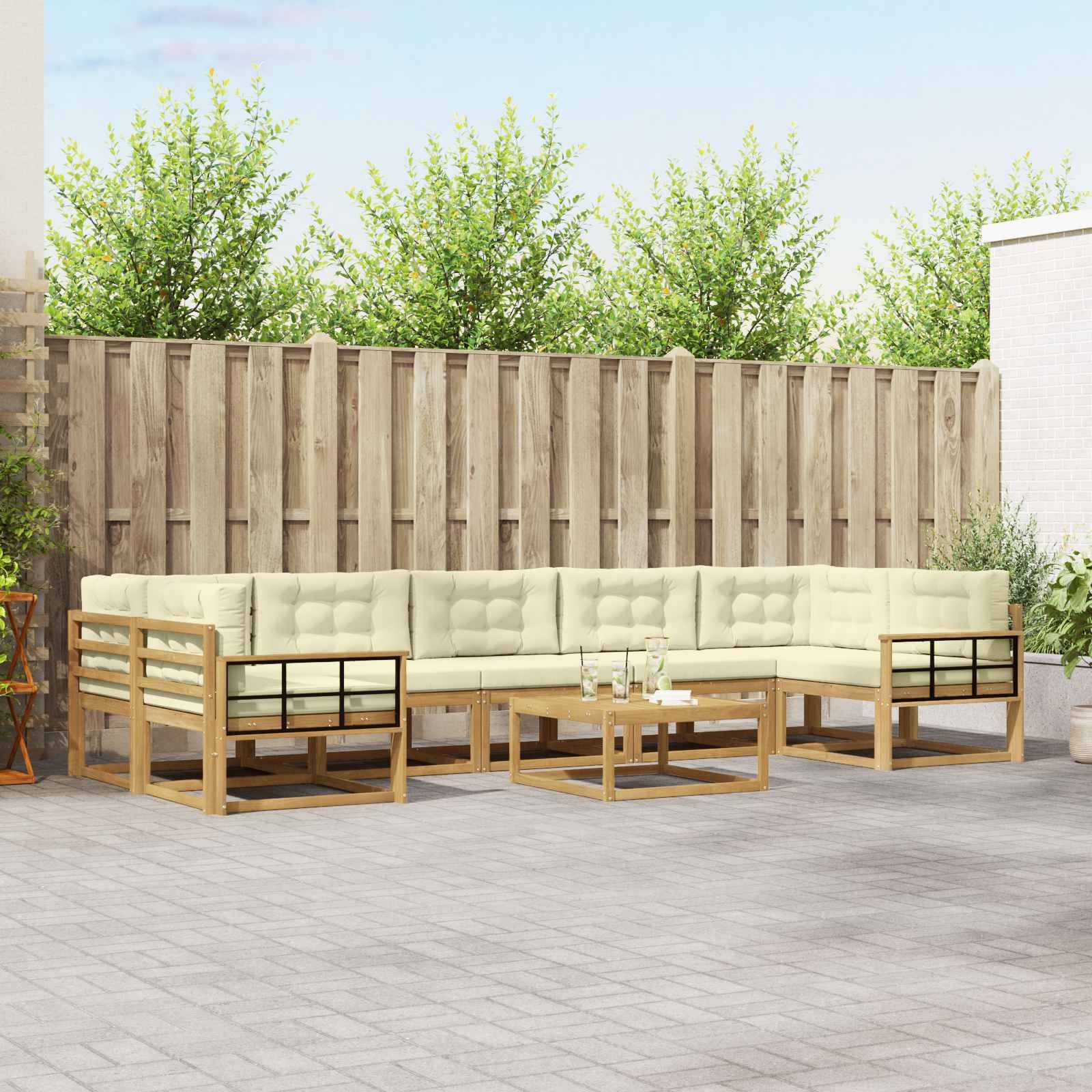 vidaXL Outdoor-Sofagarnitur mit Kissen 6 pcs Weiß und Creme