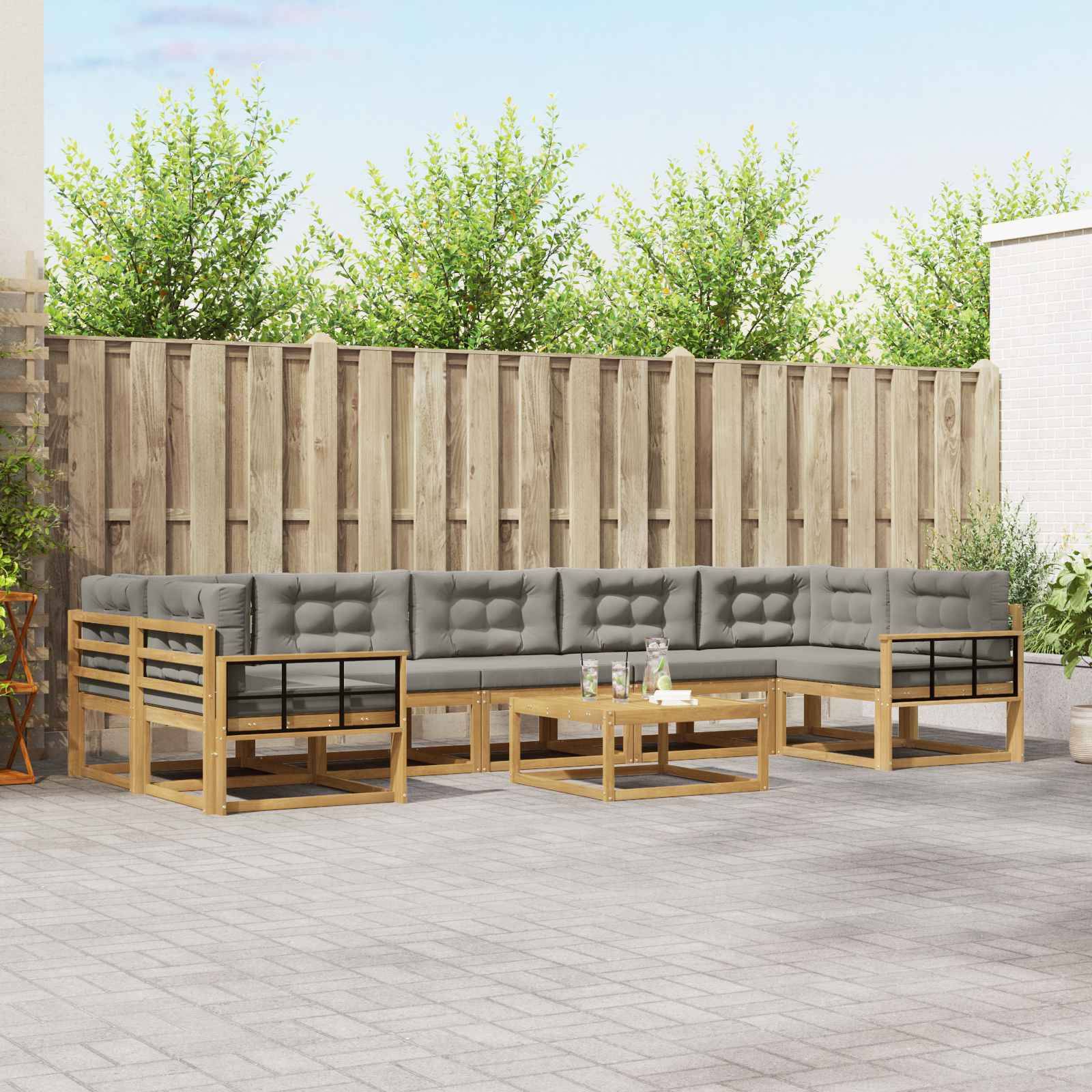 vidaXL Outdoor-Sofagarnitur mit Kissen 6 pcs Weiß und Hellgrau