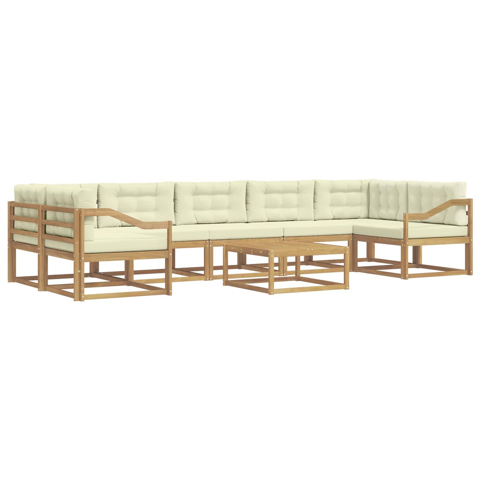 vidaXL Outdoor-Sofagarnitur mit Kissen 6 pcs Weiß und Creme