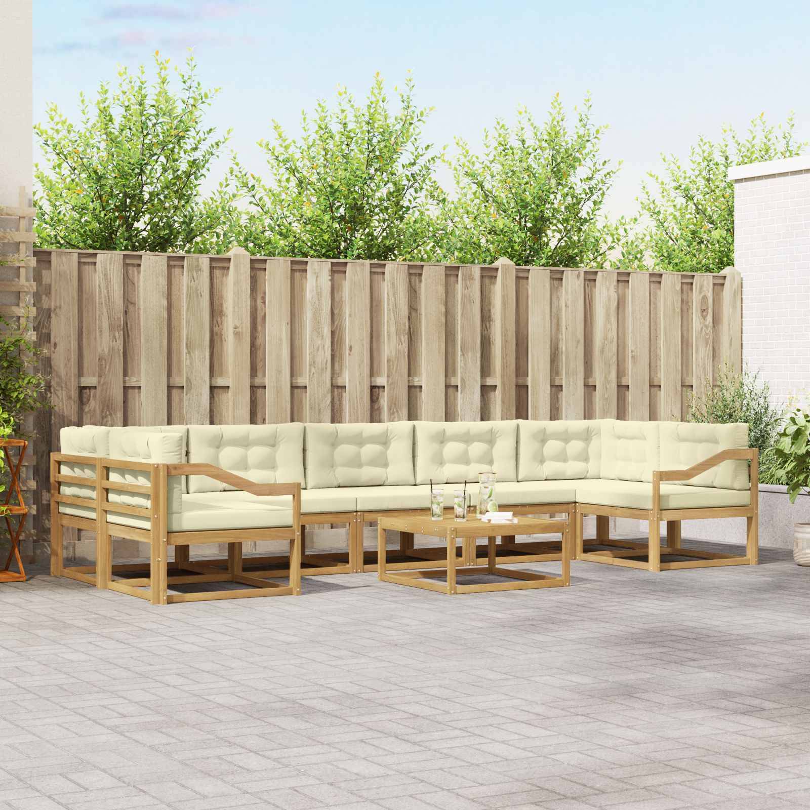 vidaXL Outdoor-Sofagarnitur mit Kissen 6 pcs Weiß und Creme