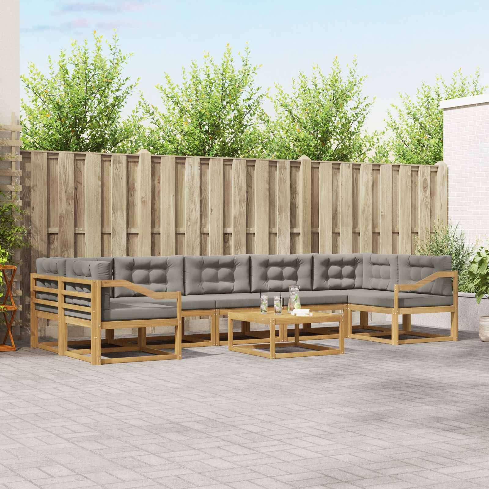 vidaXL Outdoor-Sofagarnitur mit Kissen 6 pcs Weiß und Hellgrau