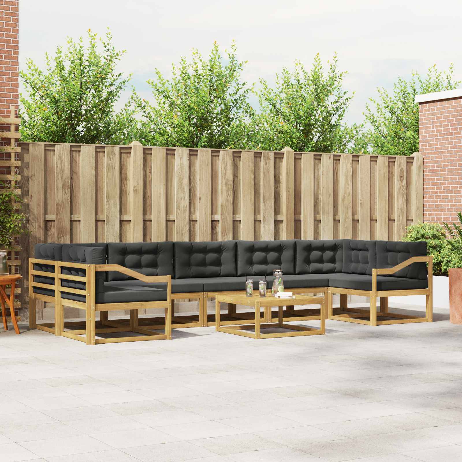 vidaXL Outdoor-Sofagarnitur mit Kissen 6 pcs Weiß und Anthrazit