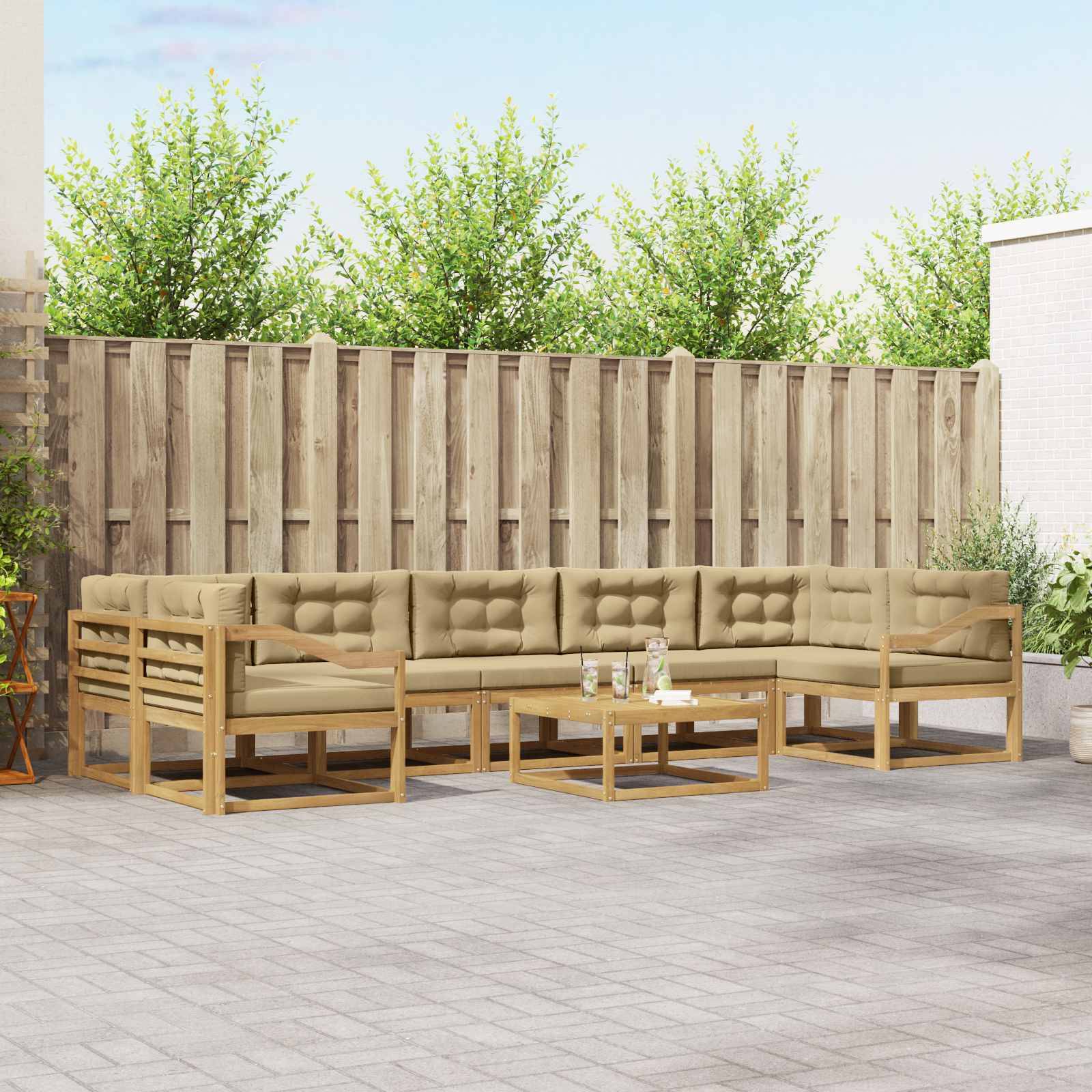 vidaXL Outdoor-Sofagarnitur mit Kissen 6 pcs Weiß und Beige