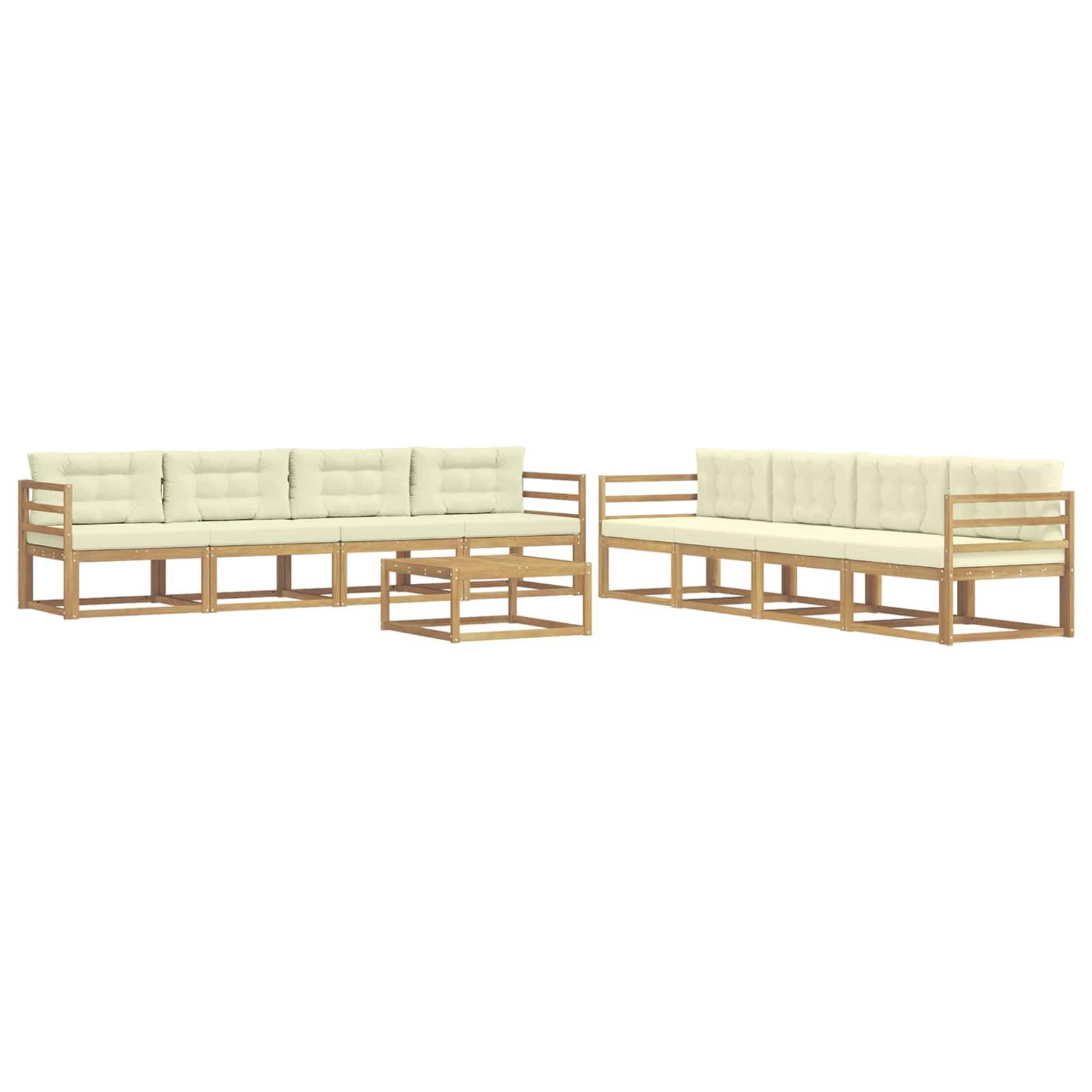 vidaXL Outdoor-Sofagarnitur 9 pcs Weiß und Creme 79 x 79 x 37 cm