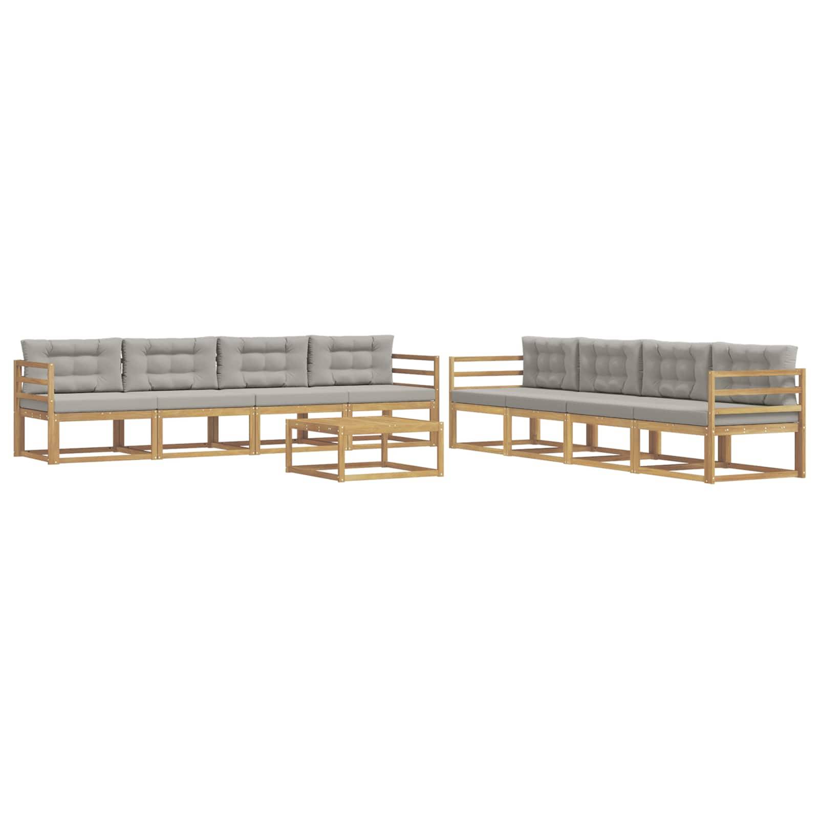 vidaXL Outdoor-Sofagarnitur 9 pcs Weiß und Hellgrau 79 x 79 x 37 cm