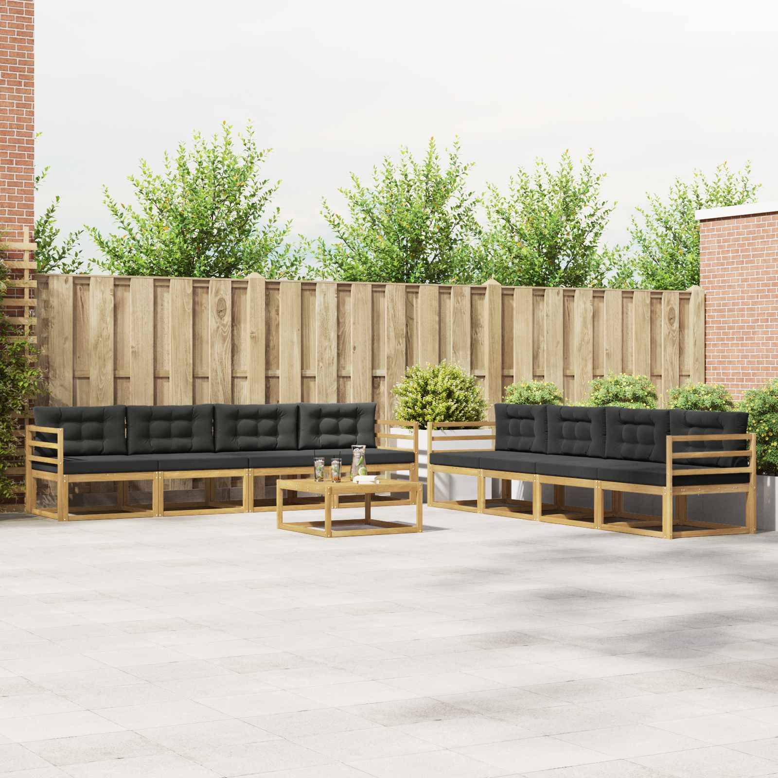 vidaXL Outdoor-Sofagarnitur 9 pcs Weiß und Anthrazit 79 x 79 x 37 cm
