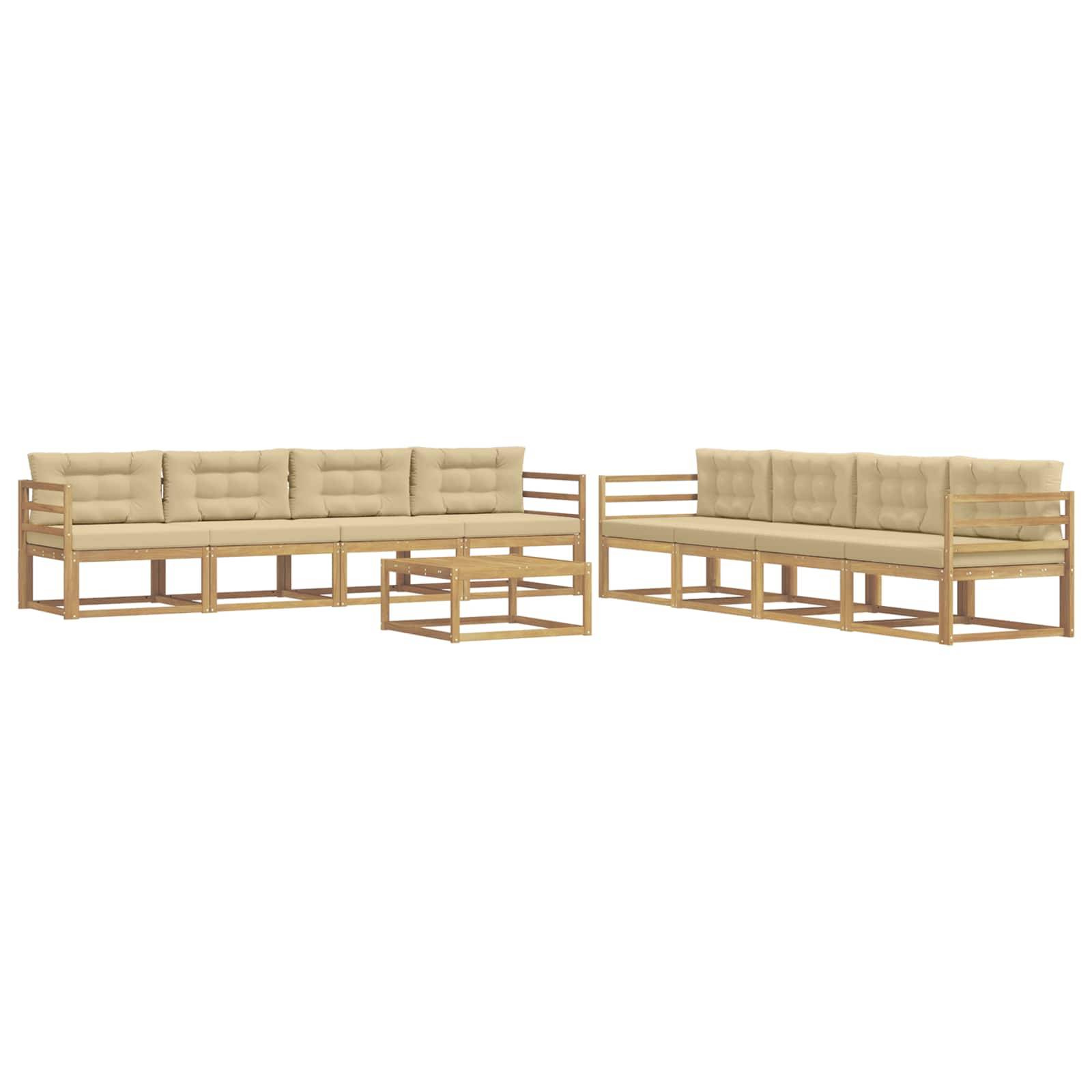 vidaXL Outdoor-Sofagarnitur 9 pcs Weiß und Beige 79 x 79 x 37 cm