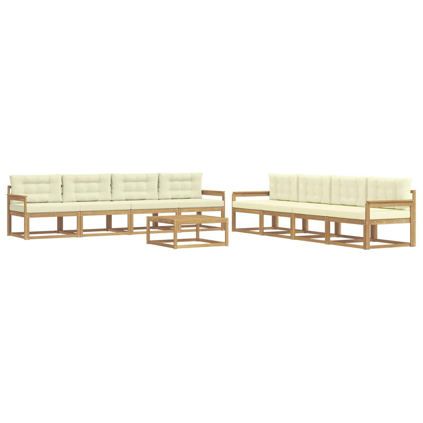 vidaXL Outdoor-Sofagarnitur 9 pcs Weiß und Creme 79 x 79 x 37 cm