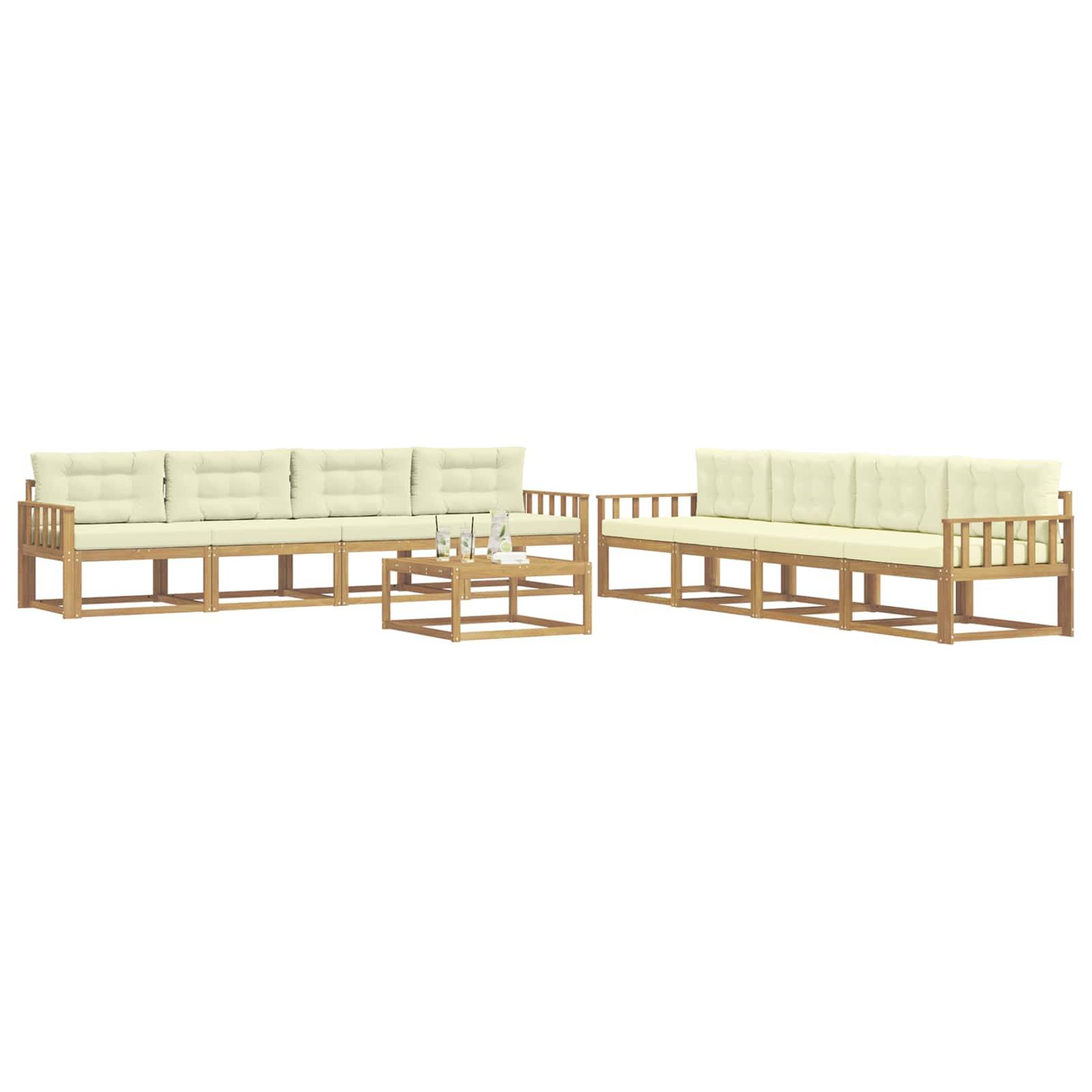 vidaXL Outdoor-Sofagarnitur 9 pcs Weiß und Creme 79 x 79 x 37 cm