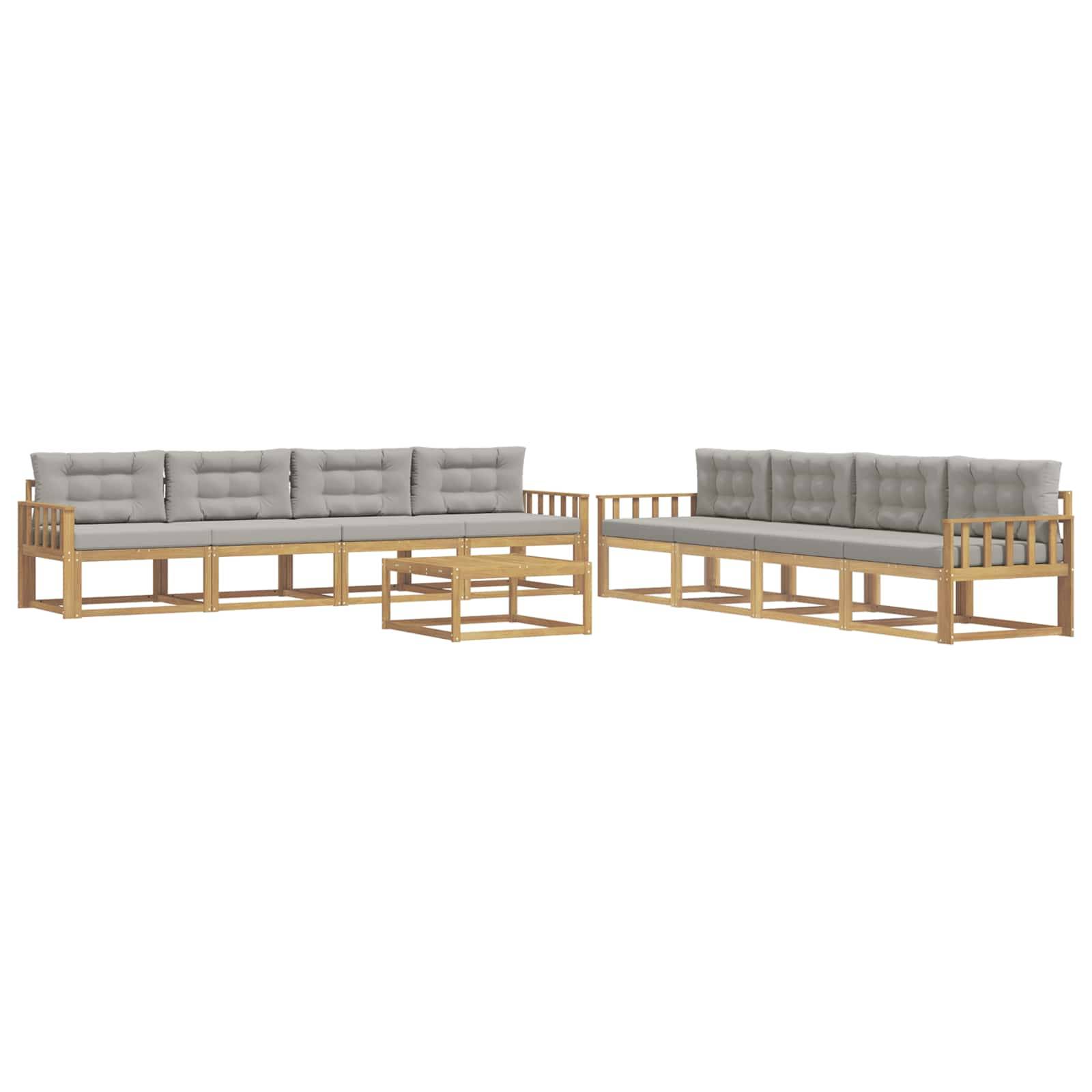 vidaXL Outdoor-Sofagarnitur 9 pcs Weiß und Hellgrau 79 x 79 x 37 cm