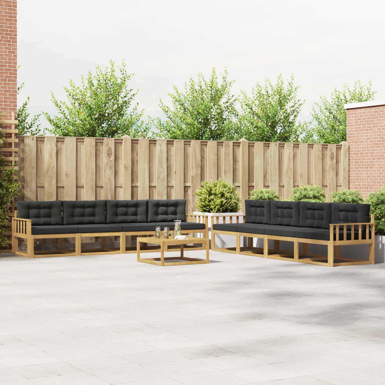 vidaXL Outdoor-Sofagarnitur 9 pcs Weiß und Anthrazit 79 x 79 x 37 cm