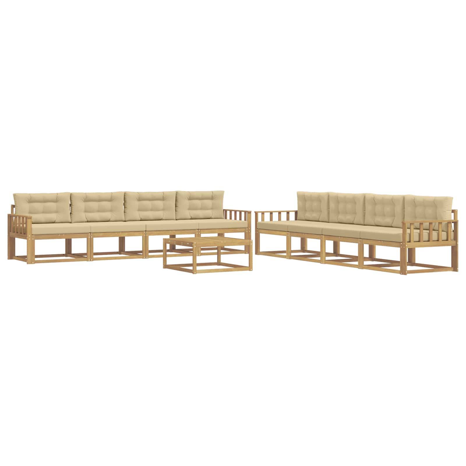 vidaXL Outdoor-Sofagarnitur 9 pcs Weiß und Beige 79 x 79 x 37 cm