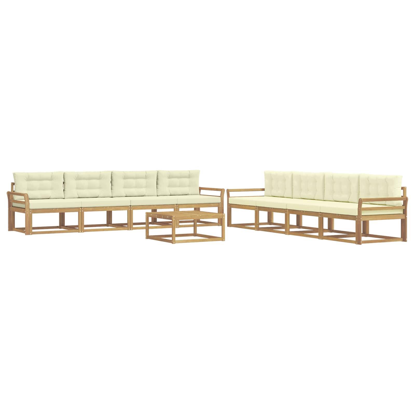 vidaXL Outdoor-Sofagarnitur 9 pcs Weiß und Creme 79 x 79 x 37 cm