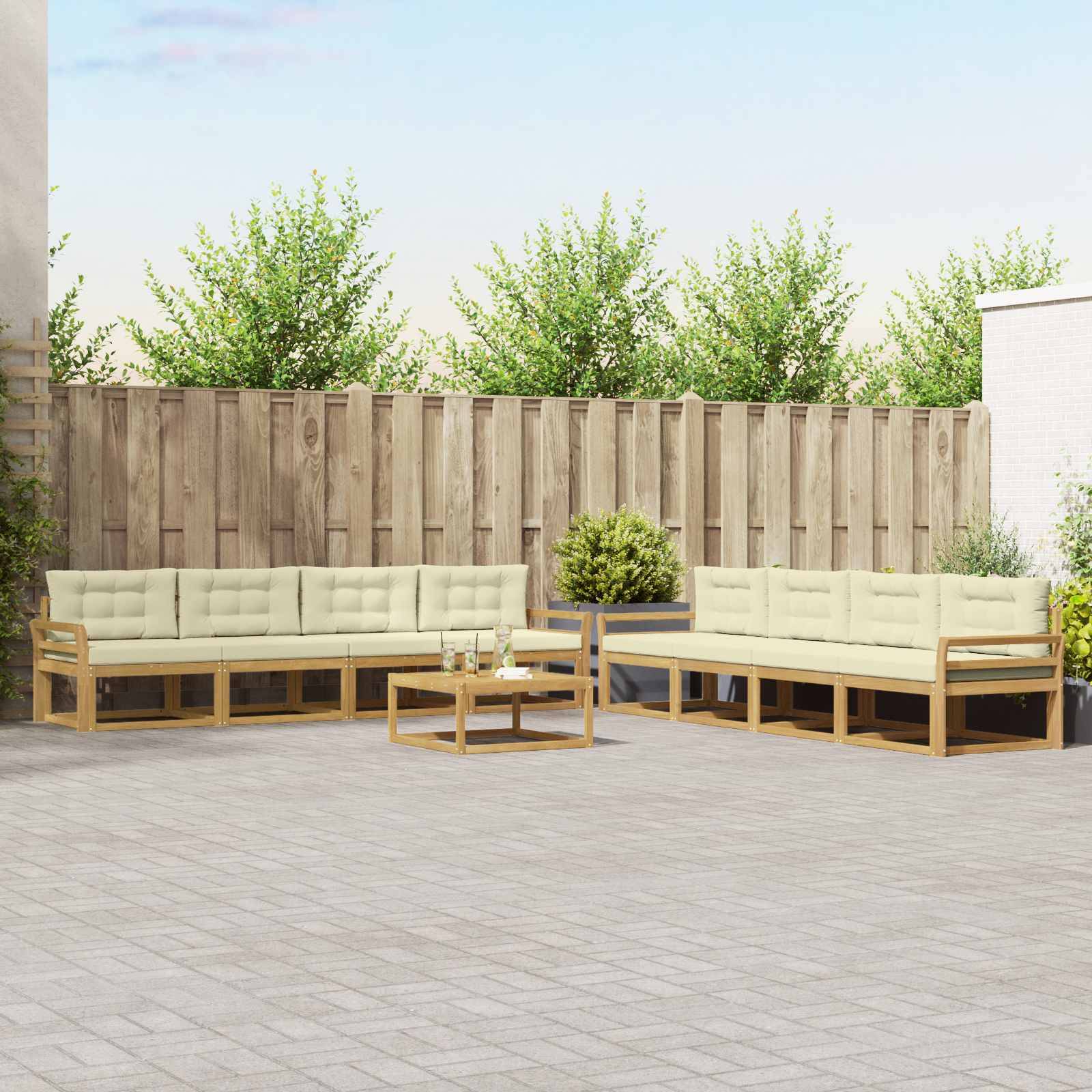 vidaXL Outdoor-Sofagarnitur 9 pcs Weiß und Creme 79 x 79 x 37 cm