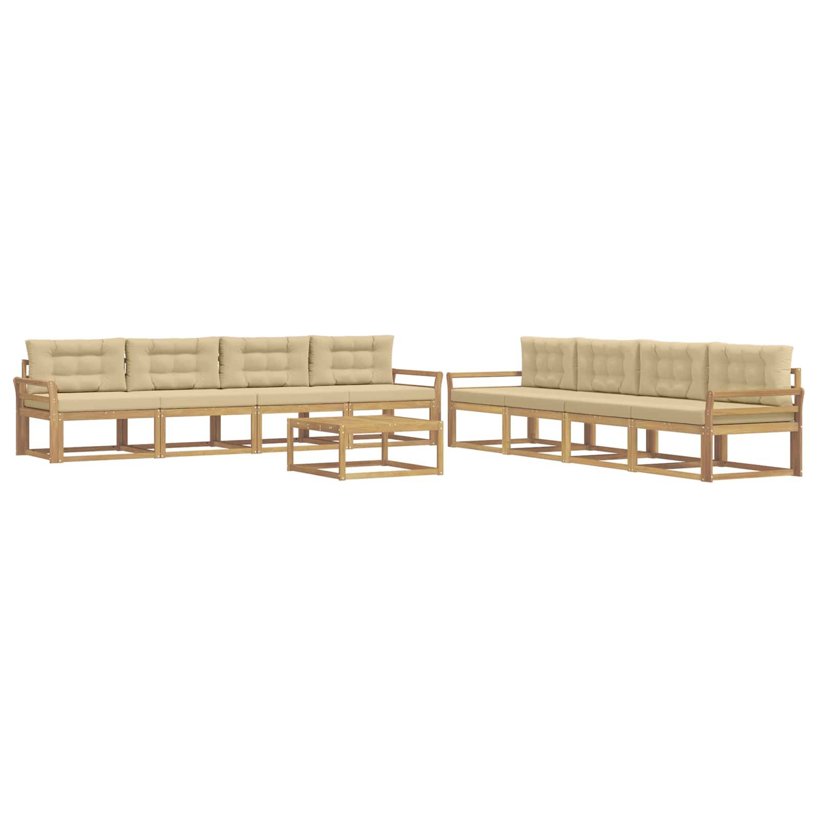 vidaXL Outdoor-Sofagarnitur 9 pcs Weiß und Beige 79 x 79 x 37 cm