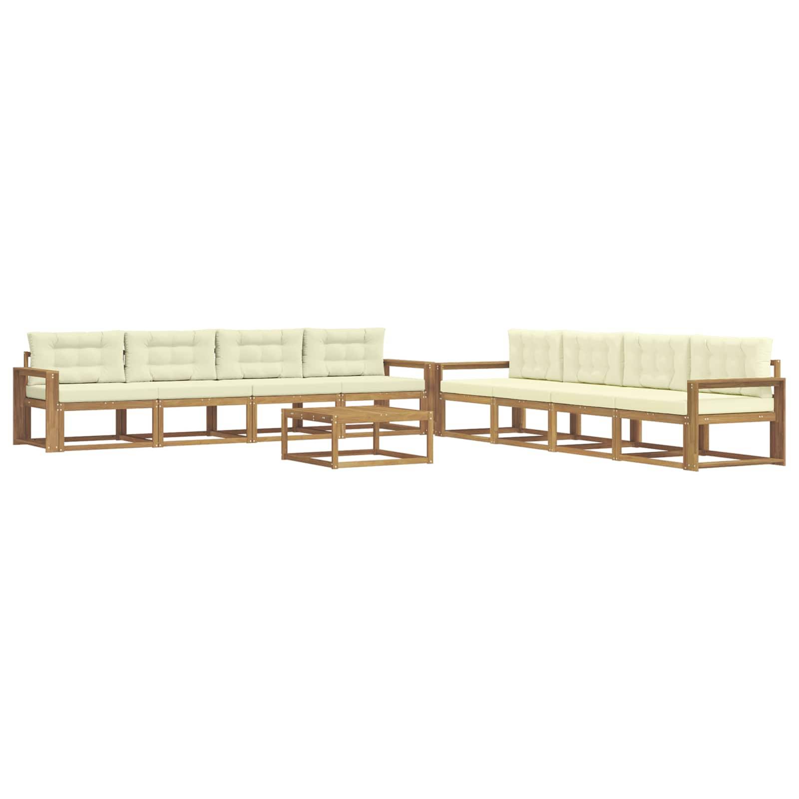 vidaXL Outdoor-Sofagarnitur 9 pcs Weiß und Creme 79 x 79 x 37 cm