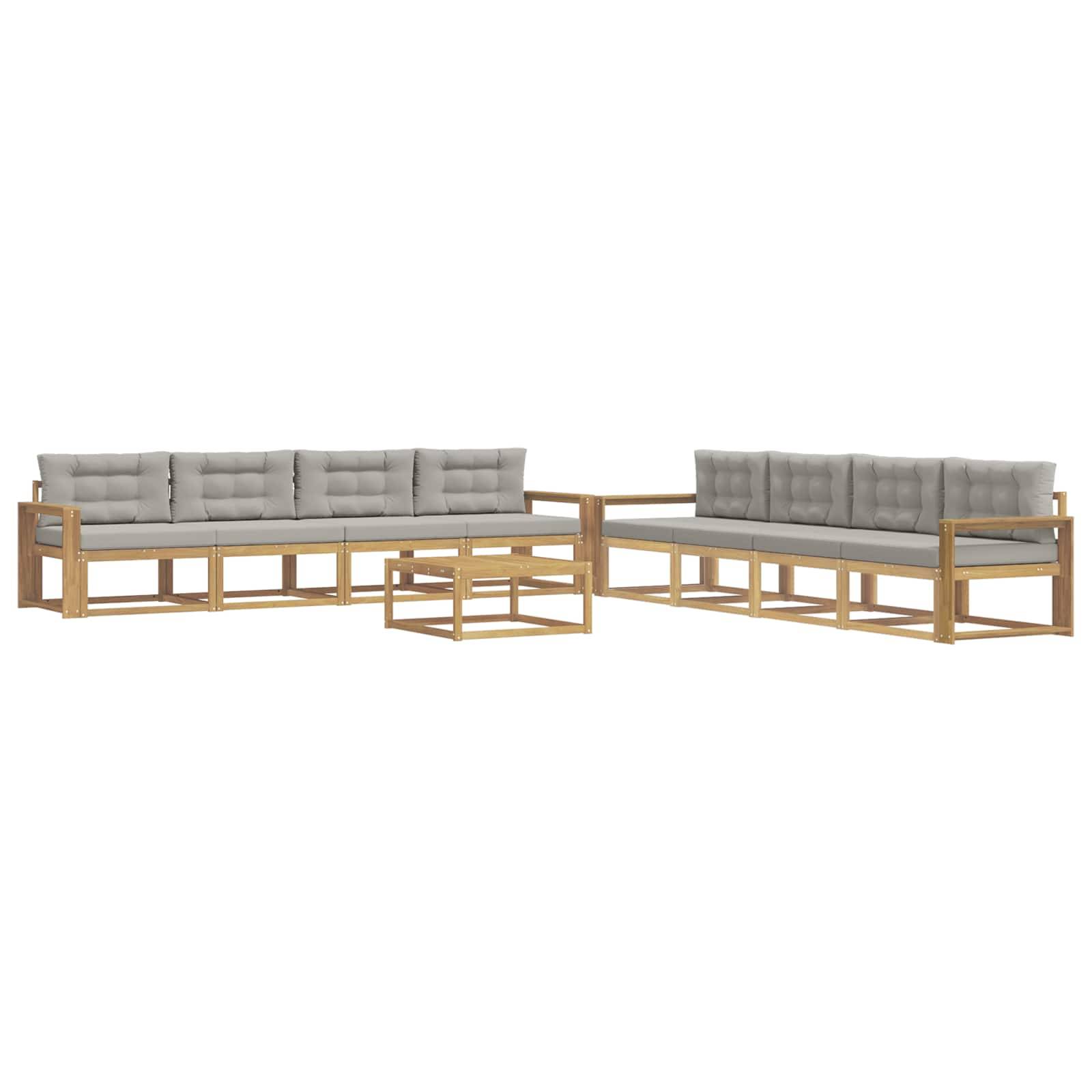 vidaXL Outdoor-Sofagarnitur 9 pcs Weiß und Hellgrau 79 x 79 x 37 cm