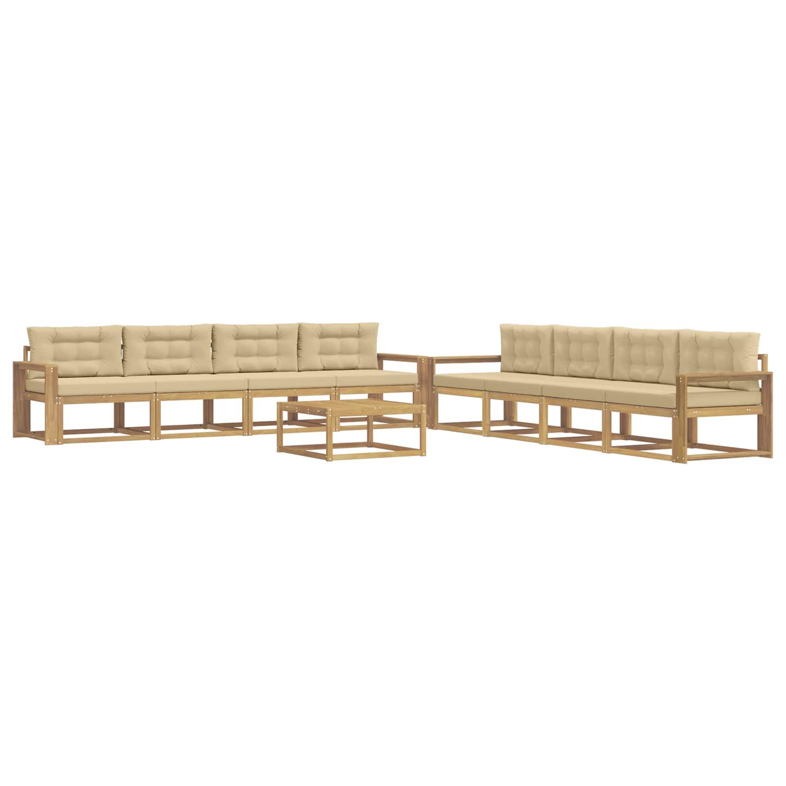 vidaXL Outdoor-Sofagarnitur 9 pcs Weiß und Beige 79 x 79 x 37 cm