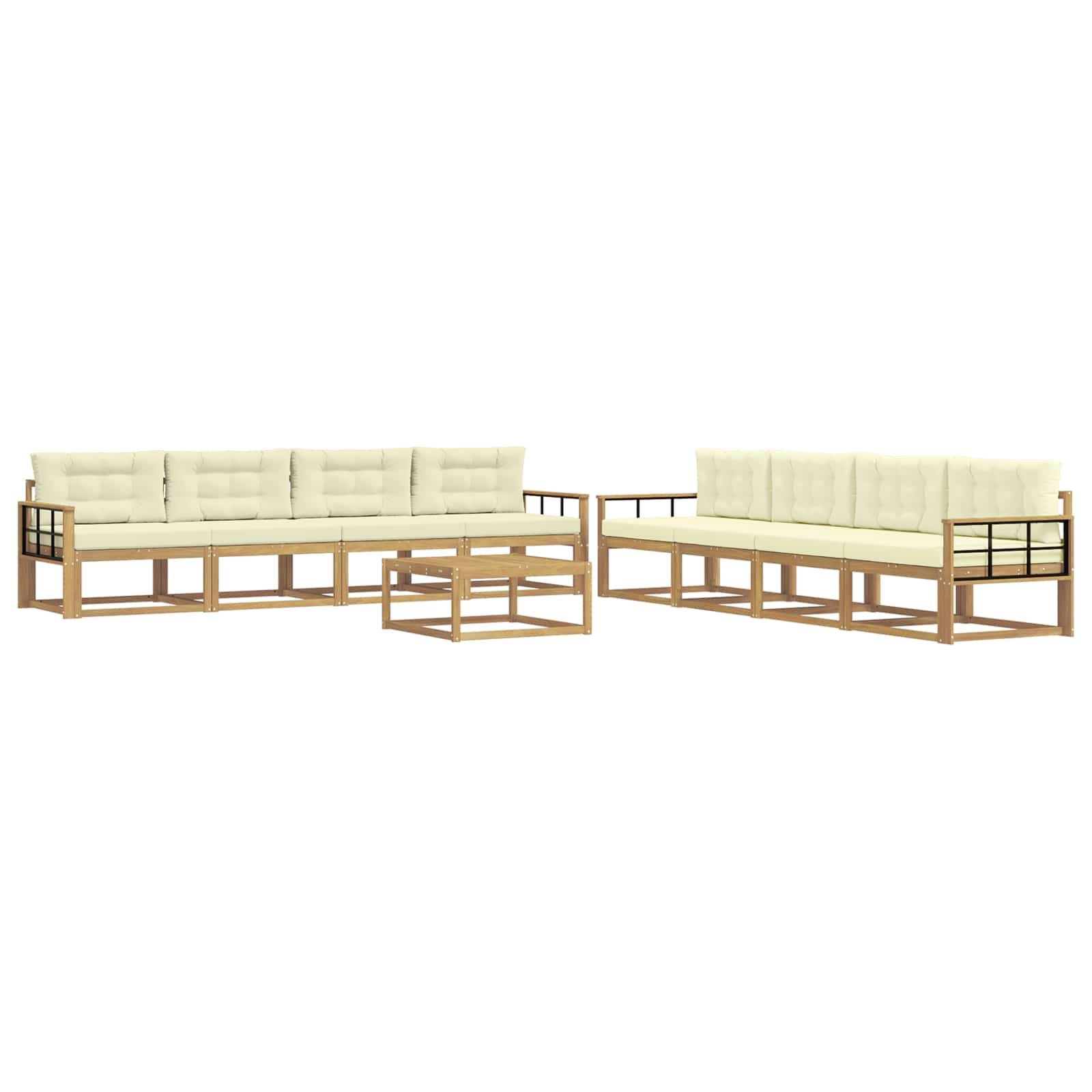 vidaXL Outdoor-Sofagarnitur 9 pcs Weiß und Creme 79 x 79 x 37 cm